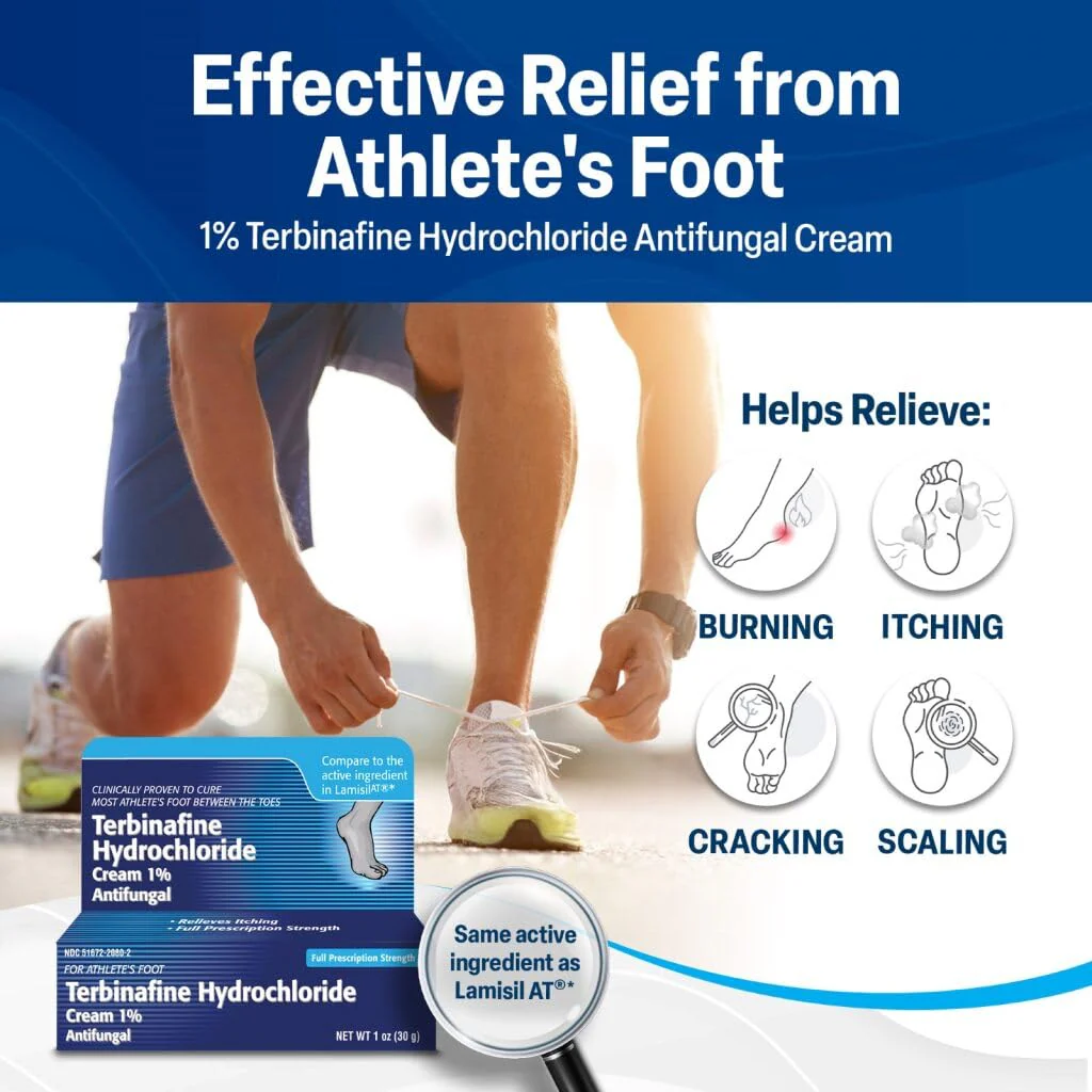 TARO Terbinafine Hydrochloride antifungal Cream 1% - Athletes Foot Cream Extra Strength, relieves itching & Burning, Cures Most Athlete's Foot, Jock Itch & Ringworm - Image 6