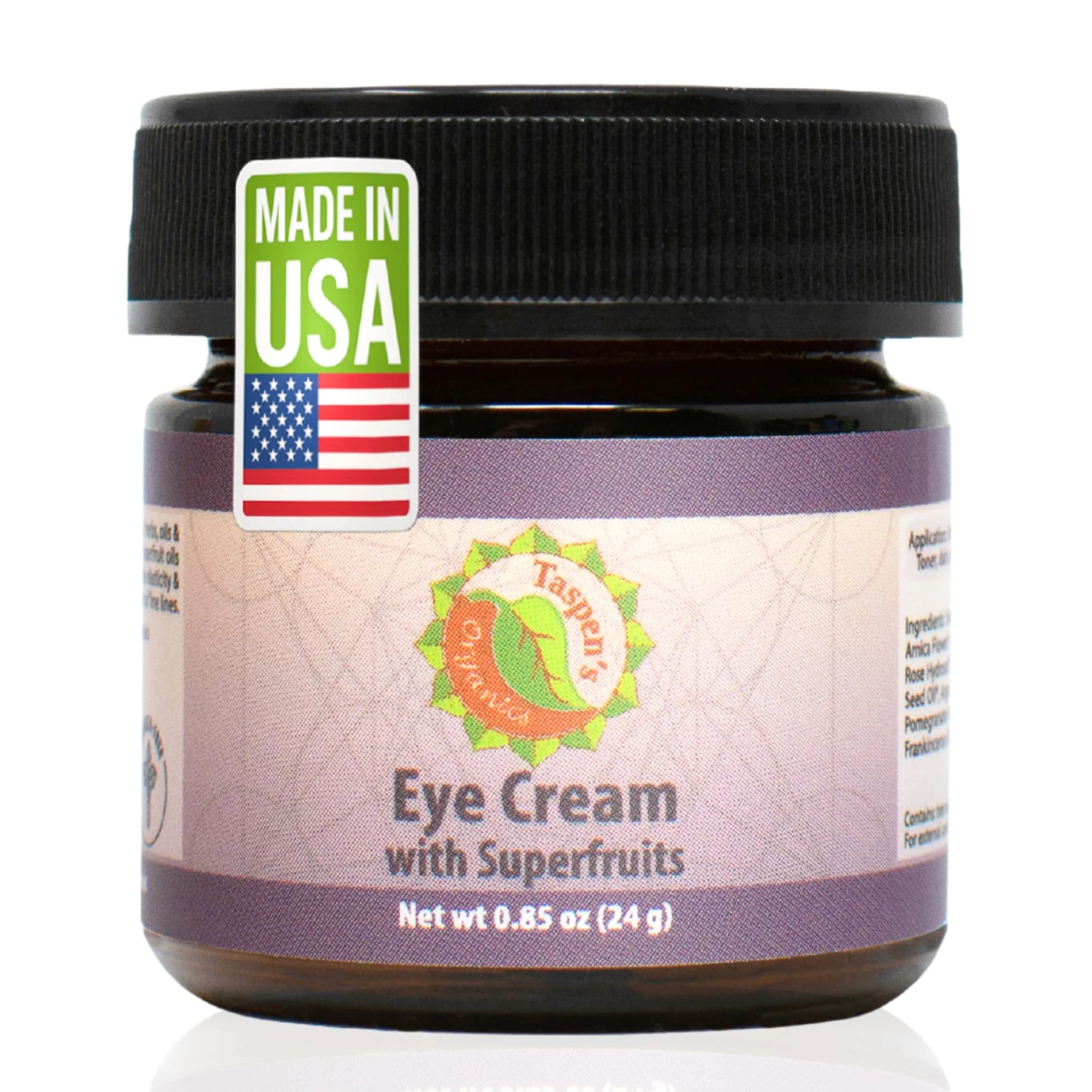 Taspen's Organics Hydrating Eye Cream with Super Fruits- for Dark Circles, Puffiness & Fine Lines - Brightening & Firming - Cruelty-Free
