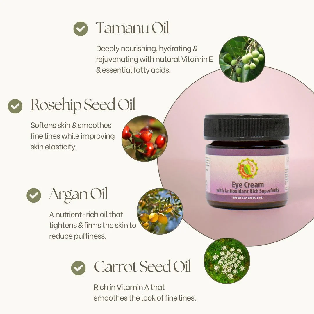 Taspen's Organics Hydrating Eye Cream with Super Fruits- for Dark Circles, Puffiness & Fine Lines - Brightening & Firming - Cruelty-Free - Image 8
