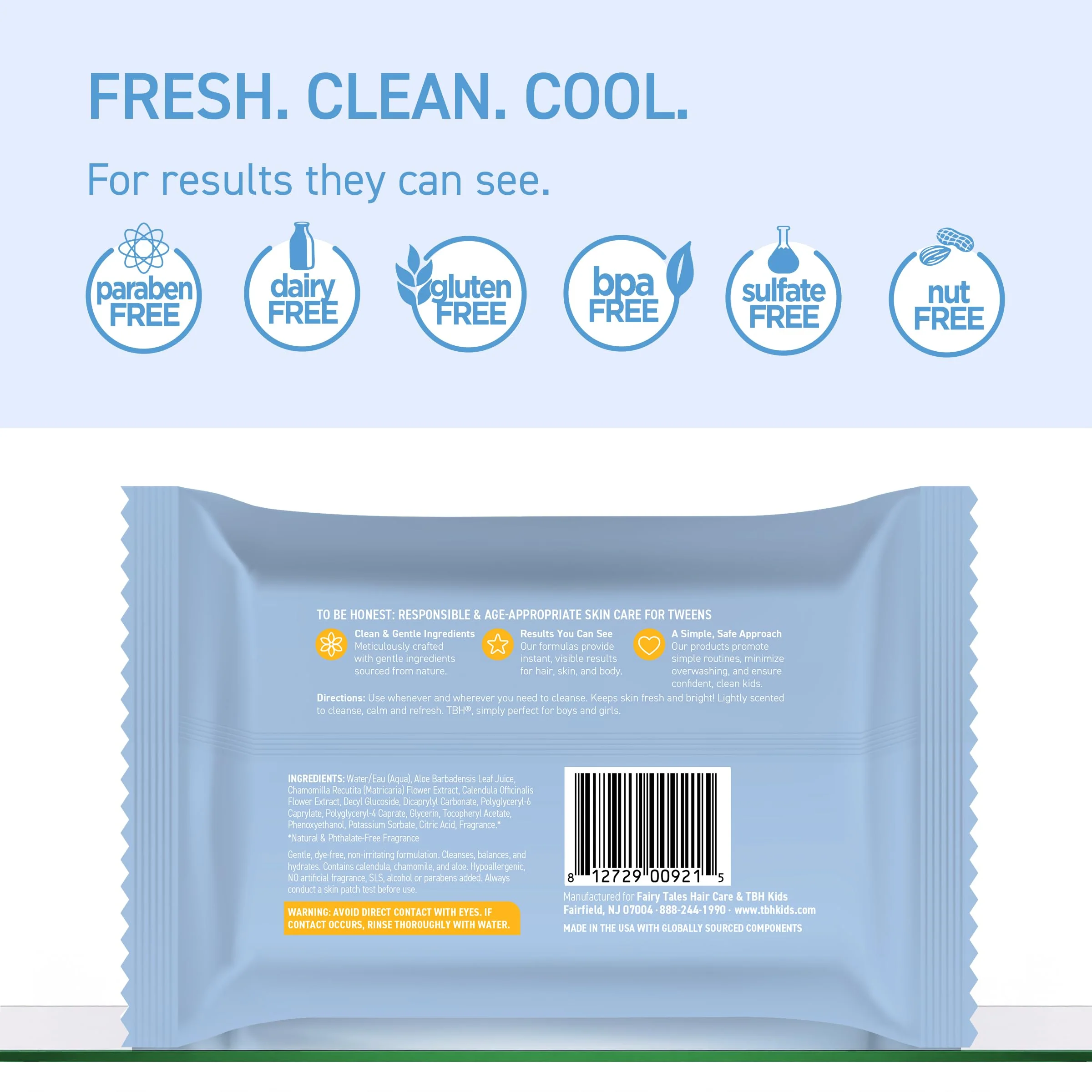 TBH Kids Gentle Face Wipes – Daily Cleansing & Hydrating Wipes for Preteens & Teens – Soothing Chamomile & Calendula – Sulfate & Paraben-Free – 30 Count (Pack of 2) - Image 5