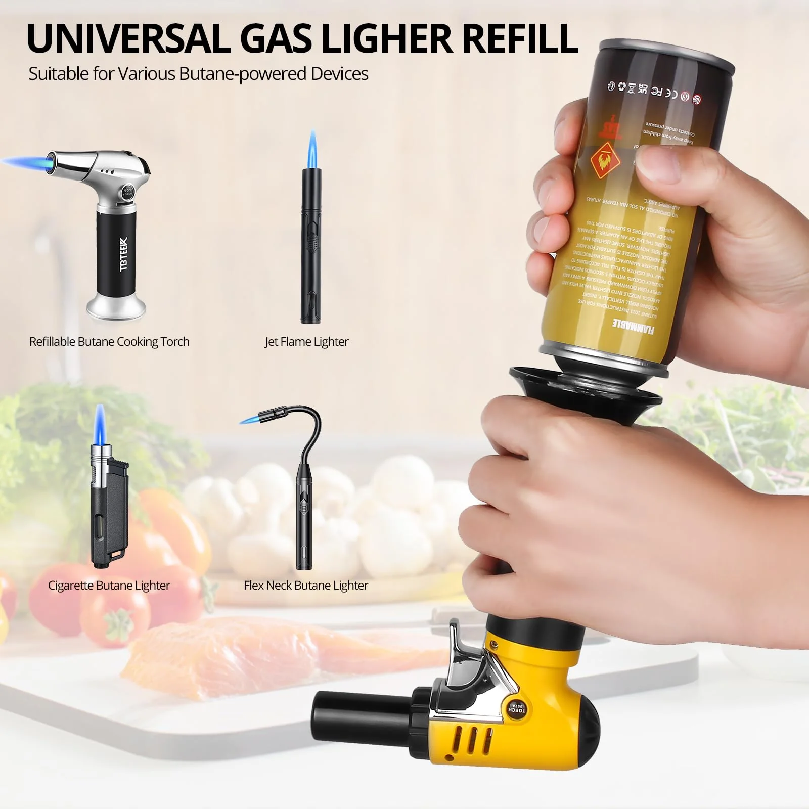 TBTeek Butane Refill, Ultra-Refined Lighter Fluid Refill, 100ml Butane Fuel Refill, Butane Canister for Torch Lighter, Butane Torch, Kitchen Blow Torch (2 Can) - Image 5