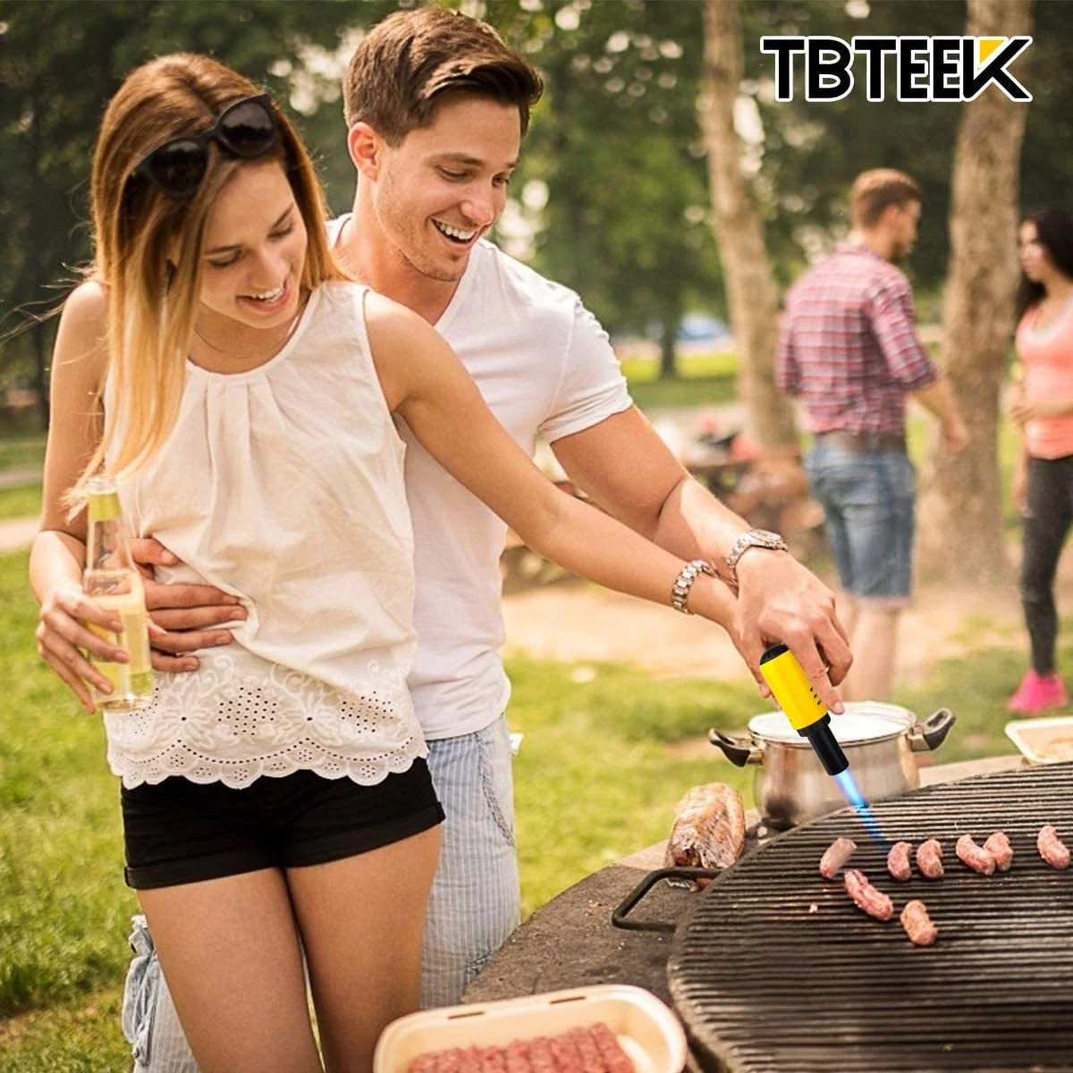 TBTeek Butane Torch with Fuel Gauge T907, One-hand Operation Kitchen Torch Lighter with Adjustable Flame for BBQ, Baking, Brulee Creme, Crafts and Soldering, 2 Pack(Butane Not Included) - Image 3