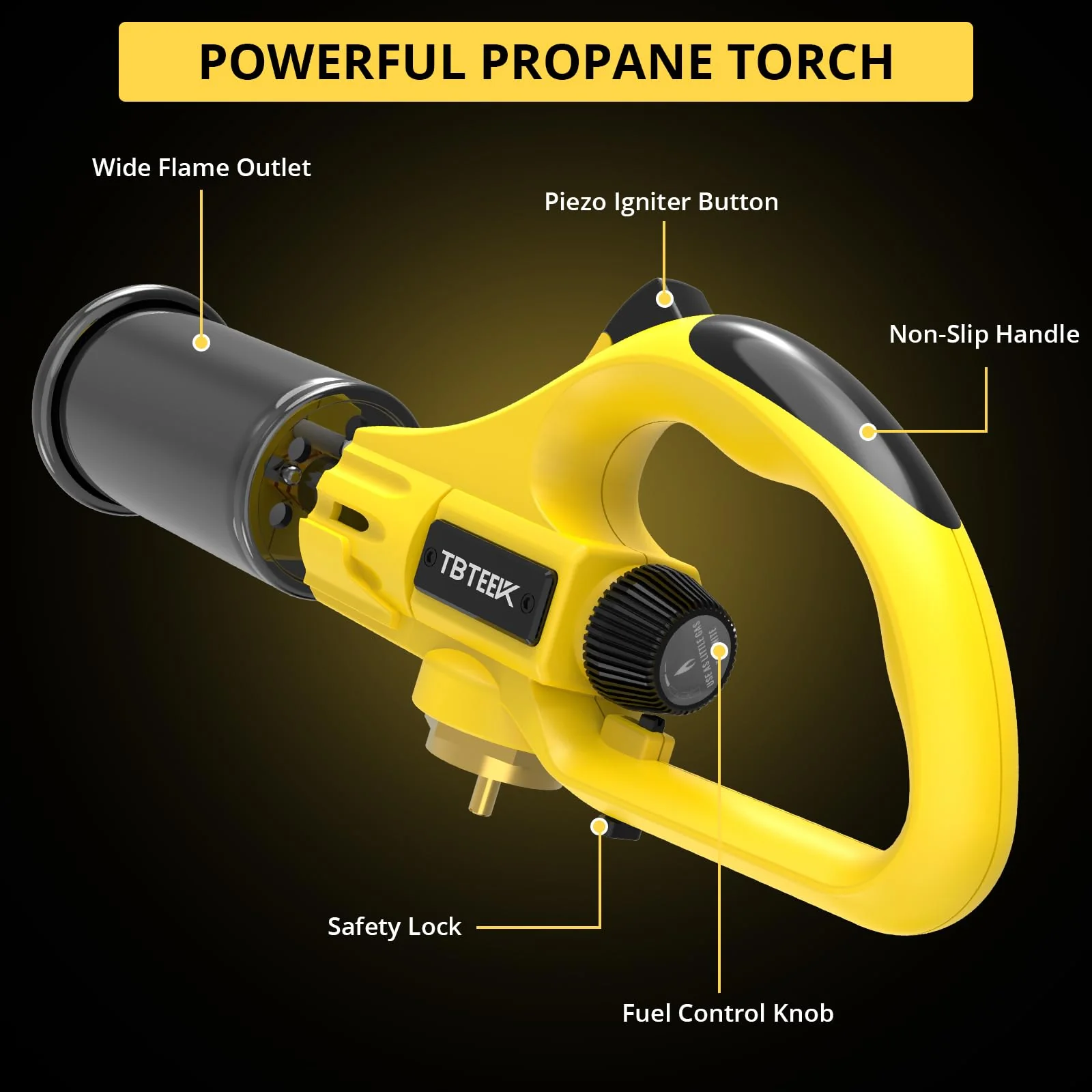 TBTEEK Powerful Propane Torch Head, Sous Vide Grill Cooking Torch With Adjustable Flame, Safety Lock Charcoal Torch Lighter for BBQ, Searing Steak, Creme Brulee, Campfire (Tank Not Included) - Image 6