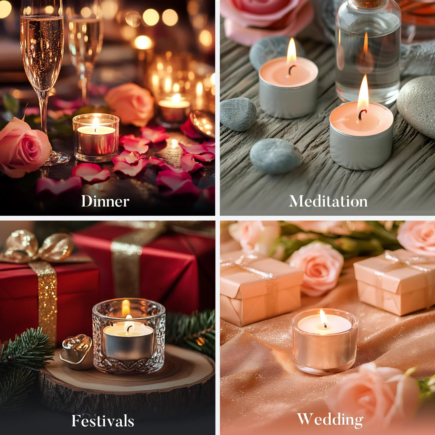 Tea Candles 100 Pack - 8 Hour Burn Time,Unscented Tea Lights Candles for Shabbat, Weddings, Christmas Lights, Home Decor - Image 6