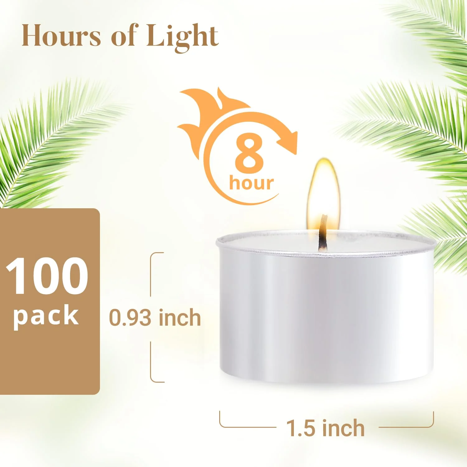 Tea Candles 100 Pack - 8 Hour Burn Time,Unscented Tea Lights Candles for Shabbat, Weddings, Christmas Lights, Home Decor - Image 9