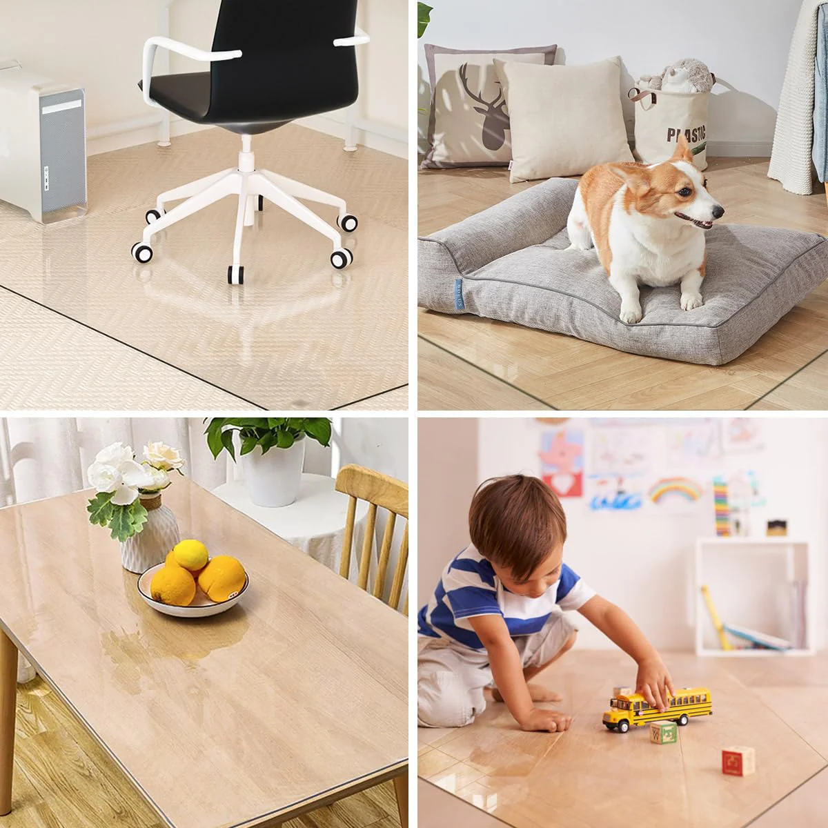 [Tempered Glass] 36" x 46" Glass Chair Mat, Heavy Duty Hard Floor Mat with Round Corner and Polished Edge, Office Chair Mat for Carpet Office Home Hardwood Floor Desk - Image 4