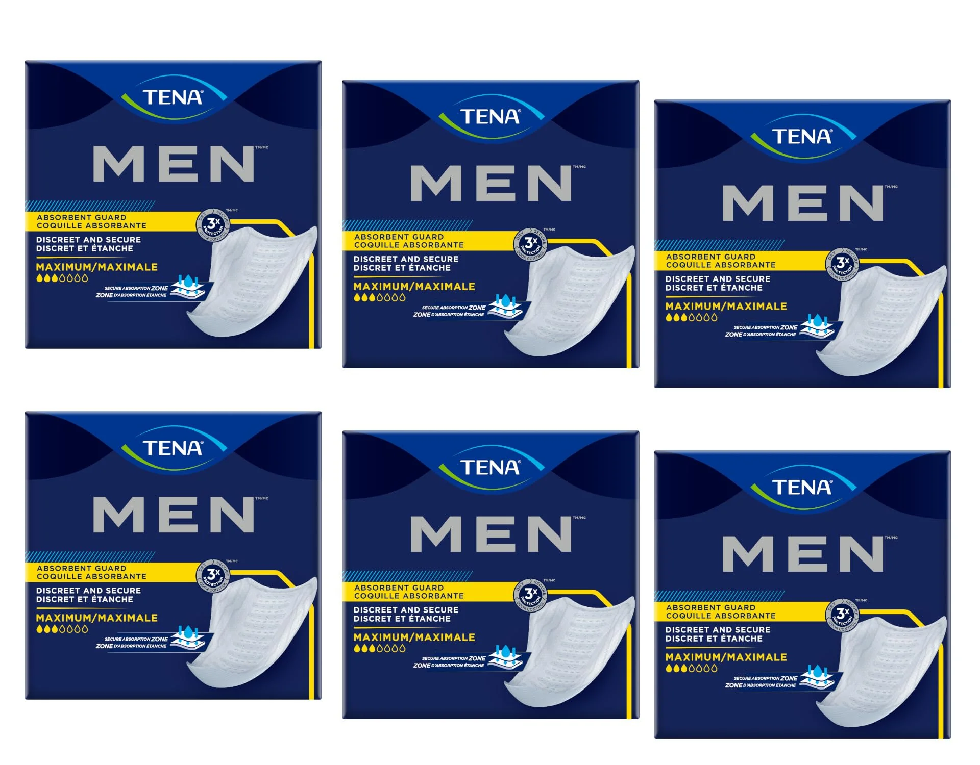 Tena Men Maximum Male Incontinent Pad Cup Shape 8" L 50600, Maximum, 120 Ct