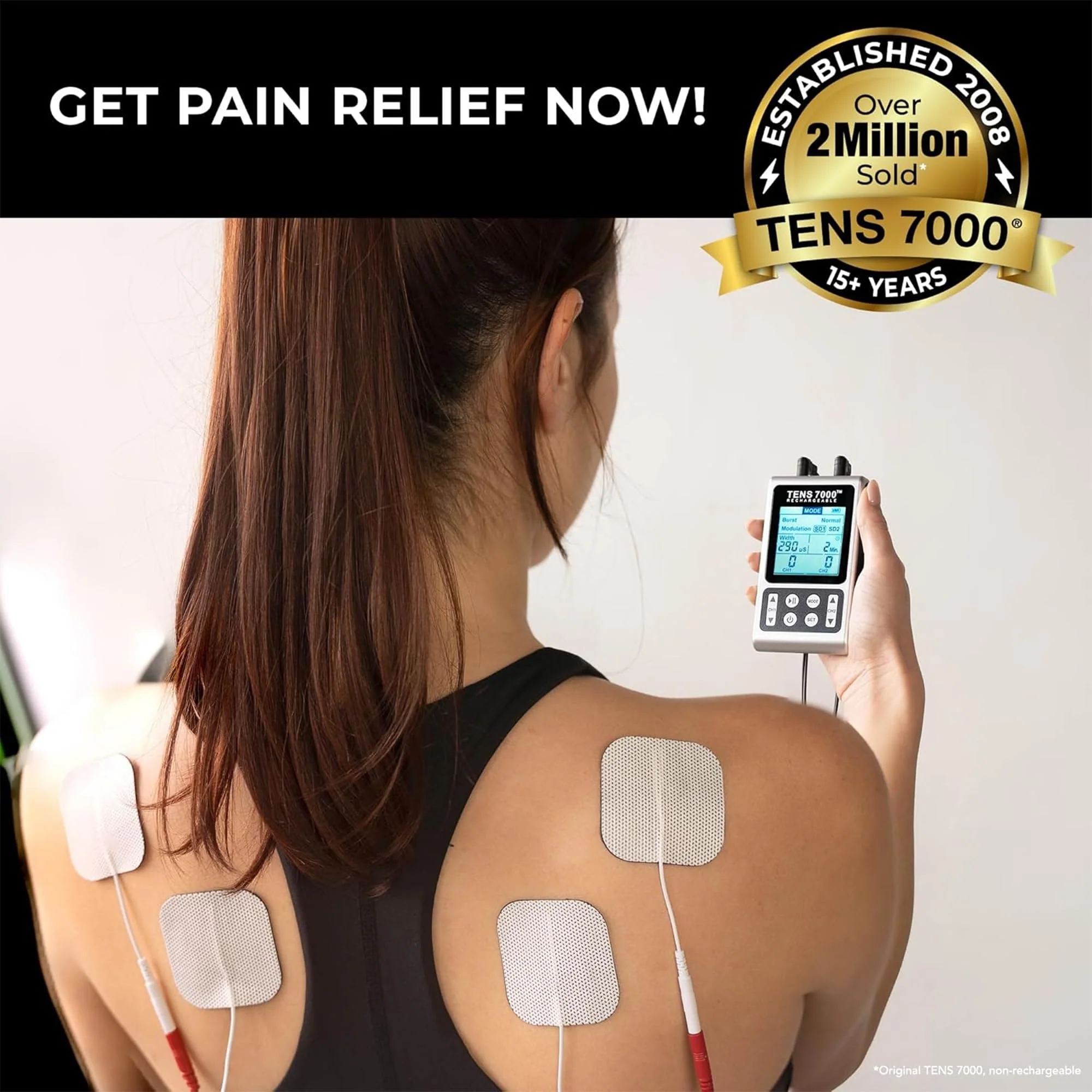 TENS 7000 Rechargeable TENS Unit Muscle Stimulator, 48 Pack Electrodes and Pain Relief Device - Advanced TENS Machine for Effective Back Pain Relief, Nerve Pain Relief, Muscle Pain Relief - Image 4