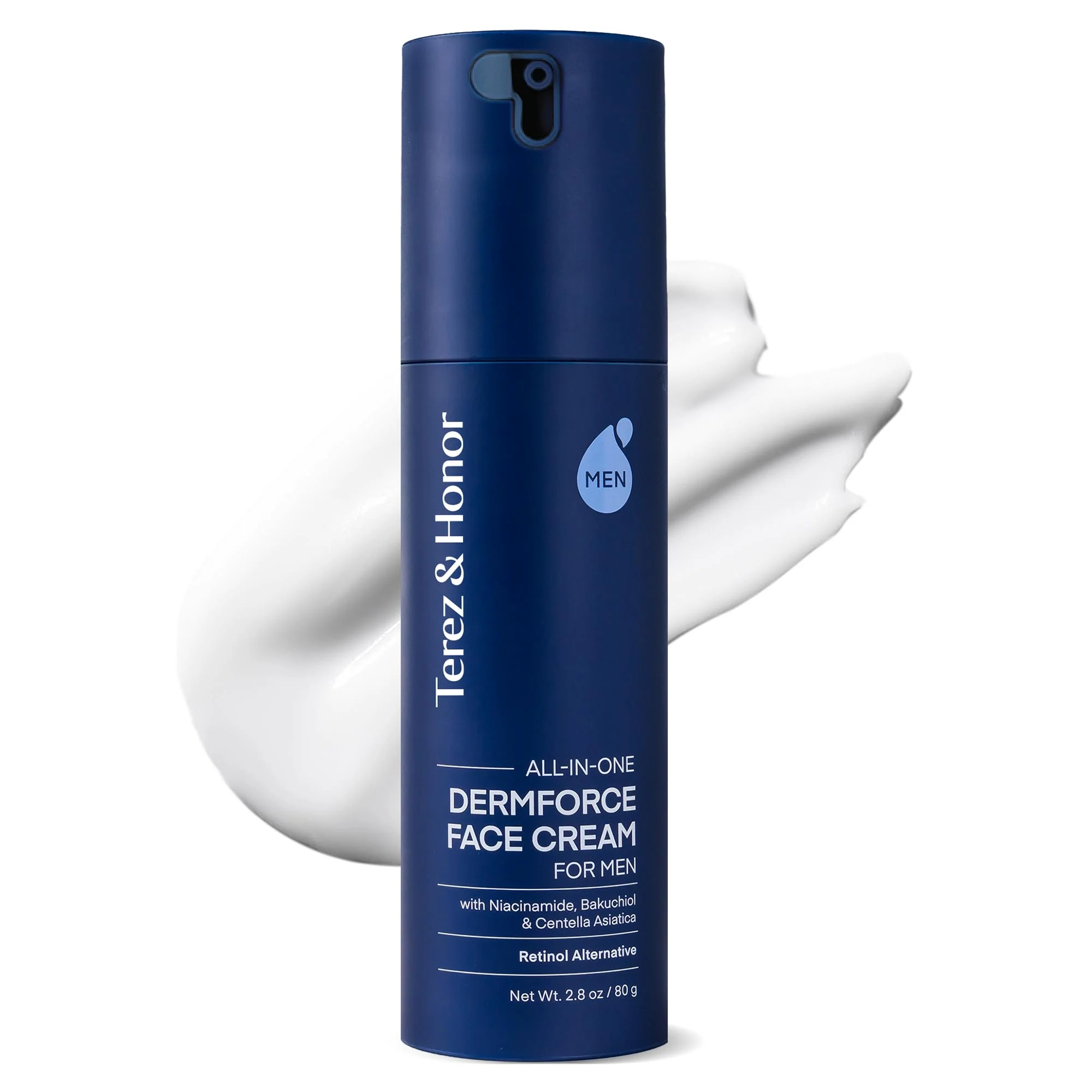 TEREZ & HONOR 6-in-1 Face Cream for Men: Korean DermForce Anti-Aging Moisturizer with Niacinamide, Bakuchiol & 5-CICA – Hydrates, Smooths & Helps Reduce Wrinkles, Dark Circles & Eye Bags – 2.8 oz