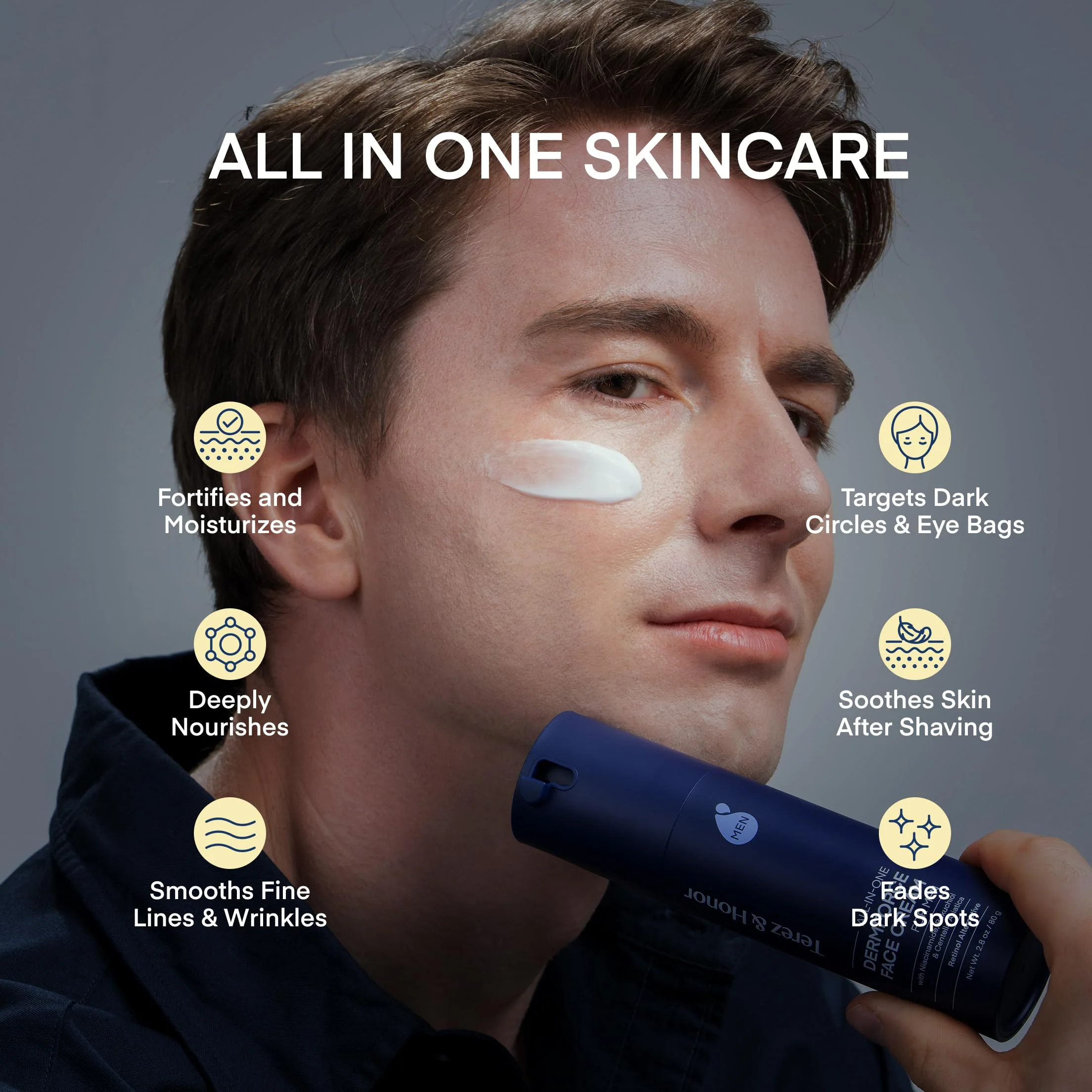 TEREZ & HONOR 6-in-1 Face Cream for Men: Korean DermForce Anti-Aging Moisturizer with Niacinamide, Bakuchiol & 5-CICA – Hydrates, Smooths & Helps Reduce Wrinkles, Dark Circles & Eye Bags – 2.8 oz - Image 8