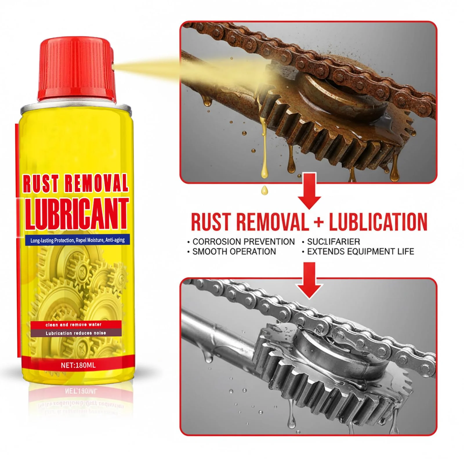 TERFISE 6.1oz Anti-Rust Lubricant Spray & Rust Remover for Metal, Multi-Purpose Penetrating Oil, Fast-Acting Lubricant Rust Dissolver for Vehicles, Tools, Chains, Bolts & Hinges (2 pcs) - Image 7