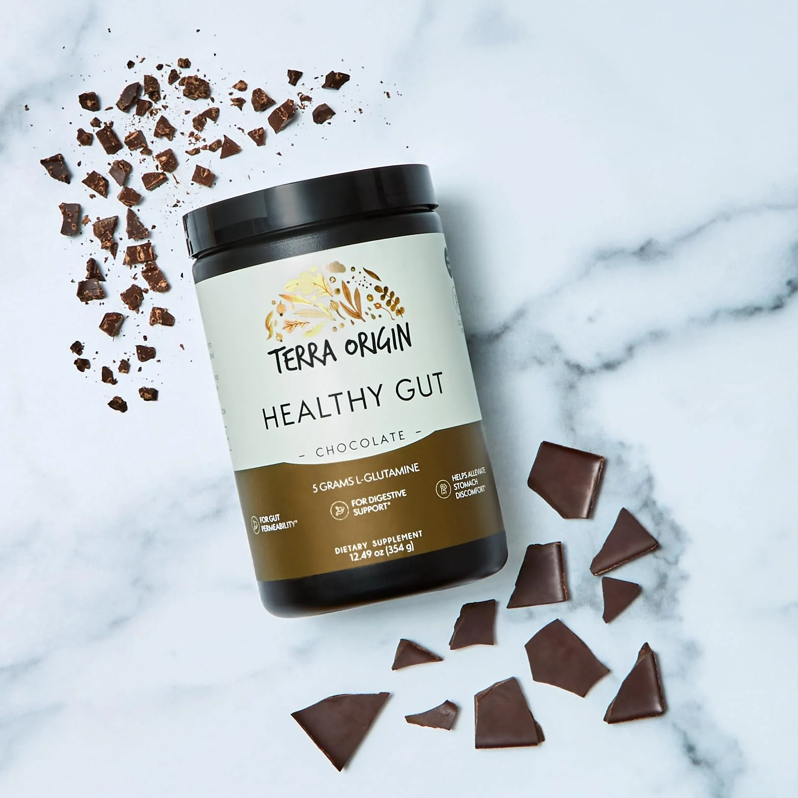 TERRA ORIGIN Healthy Gut Chocolate | 30-Servings with L-Glutamine, Zinc, Glucosamine, Slippery Elm Bark, Marshmallow Root and More! - Image 6
