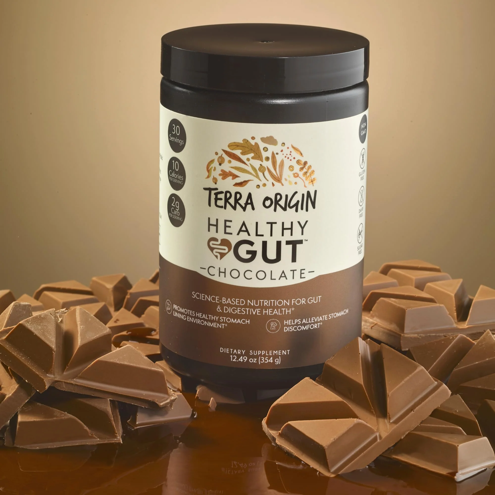 TERRA ORIGIN Healthy Gut Chocolate | 30-Servings with L-Glutamine, Zinc, Glucosamine, Slippery Elm Bark, Marshmallow Root and More! - Image 7