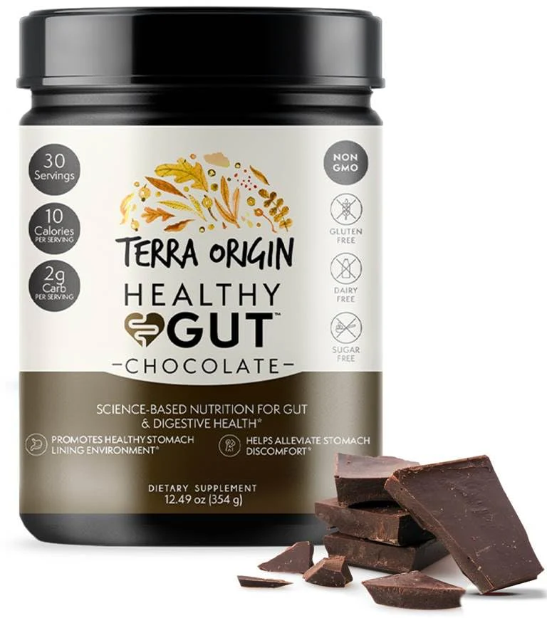 TERRA ORIGIN Healthy Gut Chocolate | 30-Servings with L-Glutamine, Zinc, Glucosamine, Slippery Elm Bark, Marshmallow Root and More! - Image 9