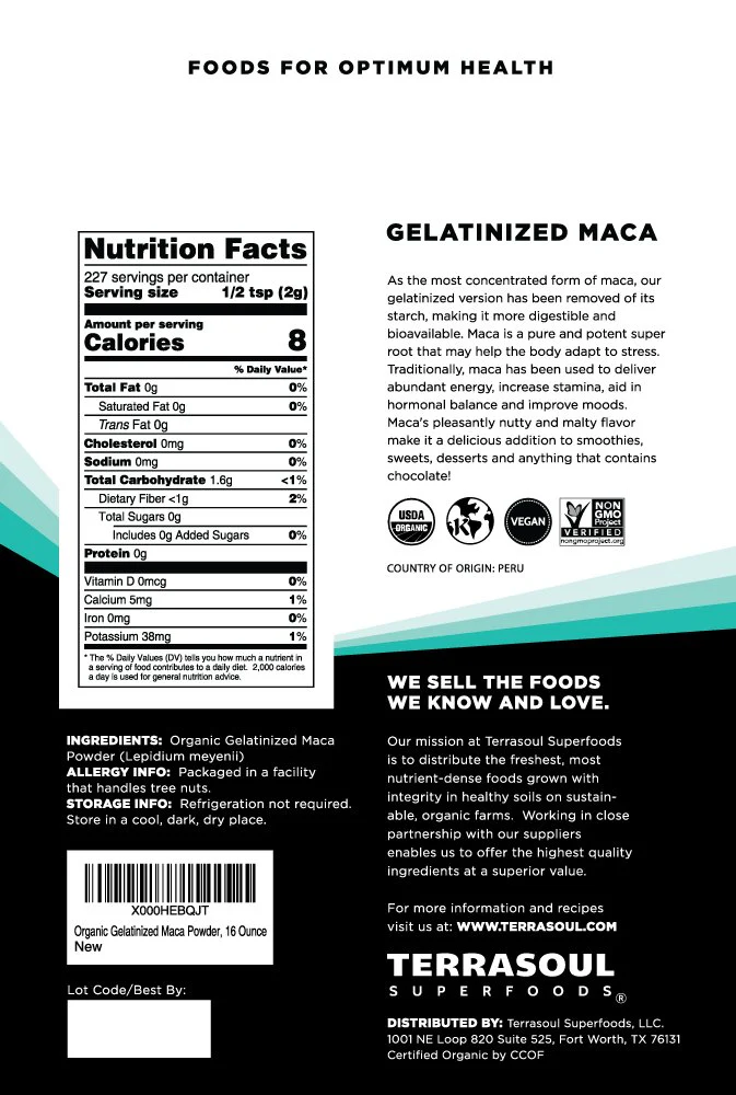 Terrasoul Superfoods Organic Gelatinized Maca Powder, 2 Lbs - Premium Quality | Recommended Use: Supports Increased Stamina & Energy | Gelatinized for Easy Digestion - Image 7