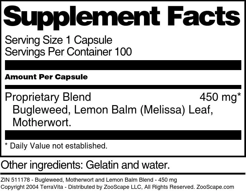 Terravita Thyroid Support - Bugleweed, Motherwort and Lemon Balm - 450 mg (100 Capsules, ZIN: 511178) - Image 3