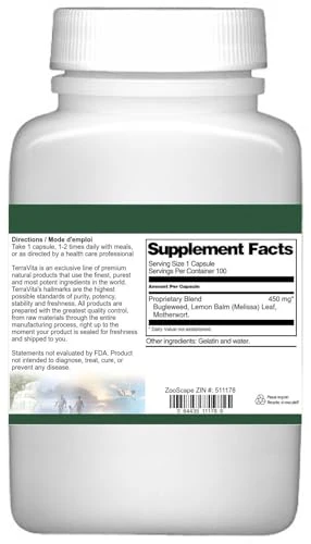 Terravita Thyroid Support - Bugleweed, Motherwort and Lemon Balm - 450 mg (100 Capsules, ZIN: 511178) - Image 5