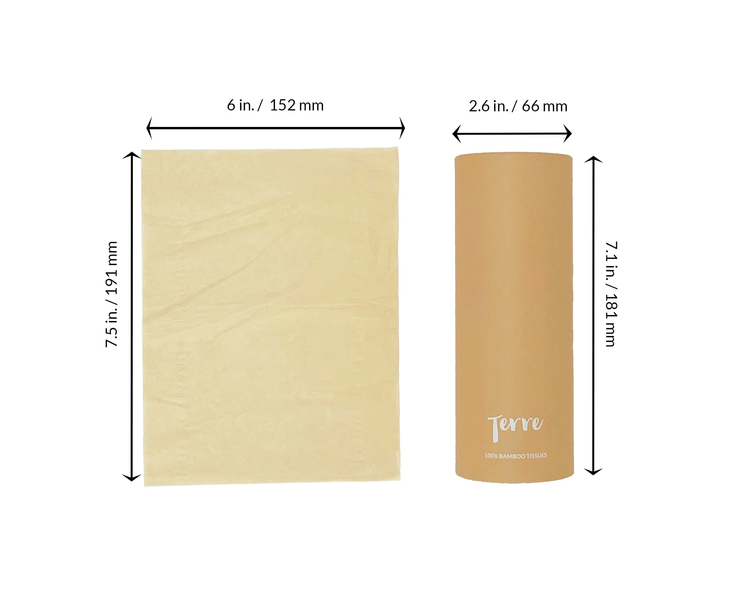 Terre Bamboo Car Cylinder Tissues, 3-Ply, Unbleached, Refillable, 4 Pack (200 Sheets Total), FSC-Certified, Car Tissue Holder with Facial Tissues, Tree-Free, Eco-Friendly, Strong & Sustainable - Image 2