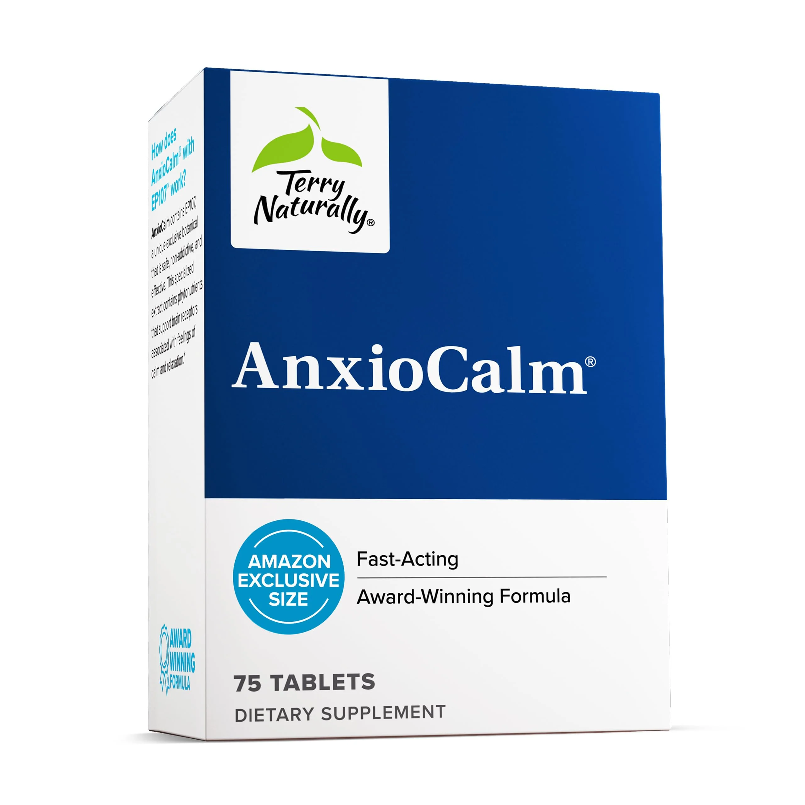 Terry Naturally AnxioCalm - 75 Tablets - Fast-Acting, Non-Drowsy, Non-Addictive Formula - Safe for Adults & Children 4+ Years - Non-GMO - 37 Servings