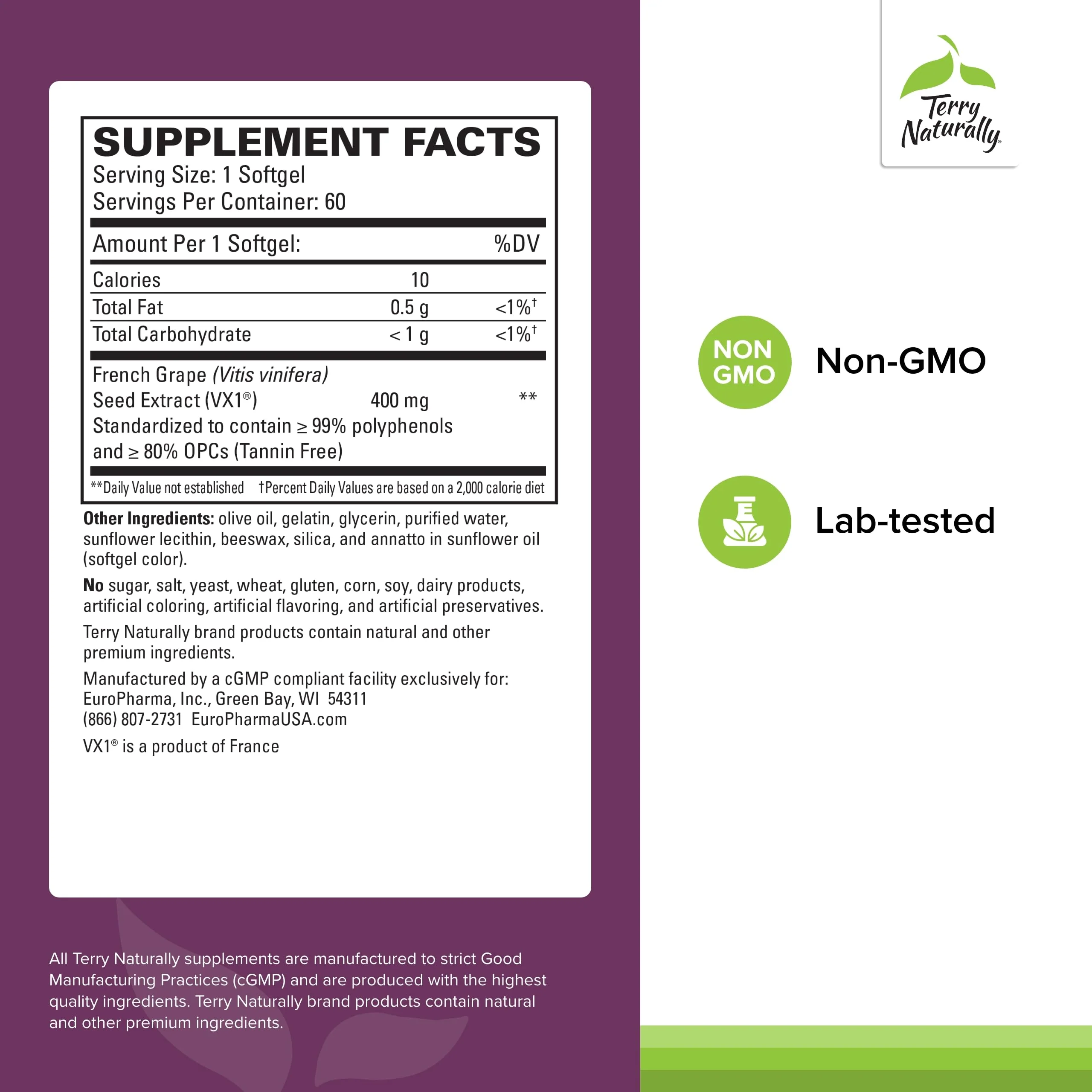 Terry Naturally Clinical OPC Extra Strength - Healthy Heart & Artery Support - Aids Brain Health & Function for Focus and Concentration - Offers Antioxidant Activity - 400 mg, 90 Softgels - Image 7