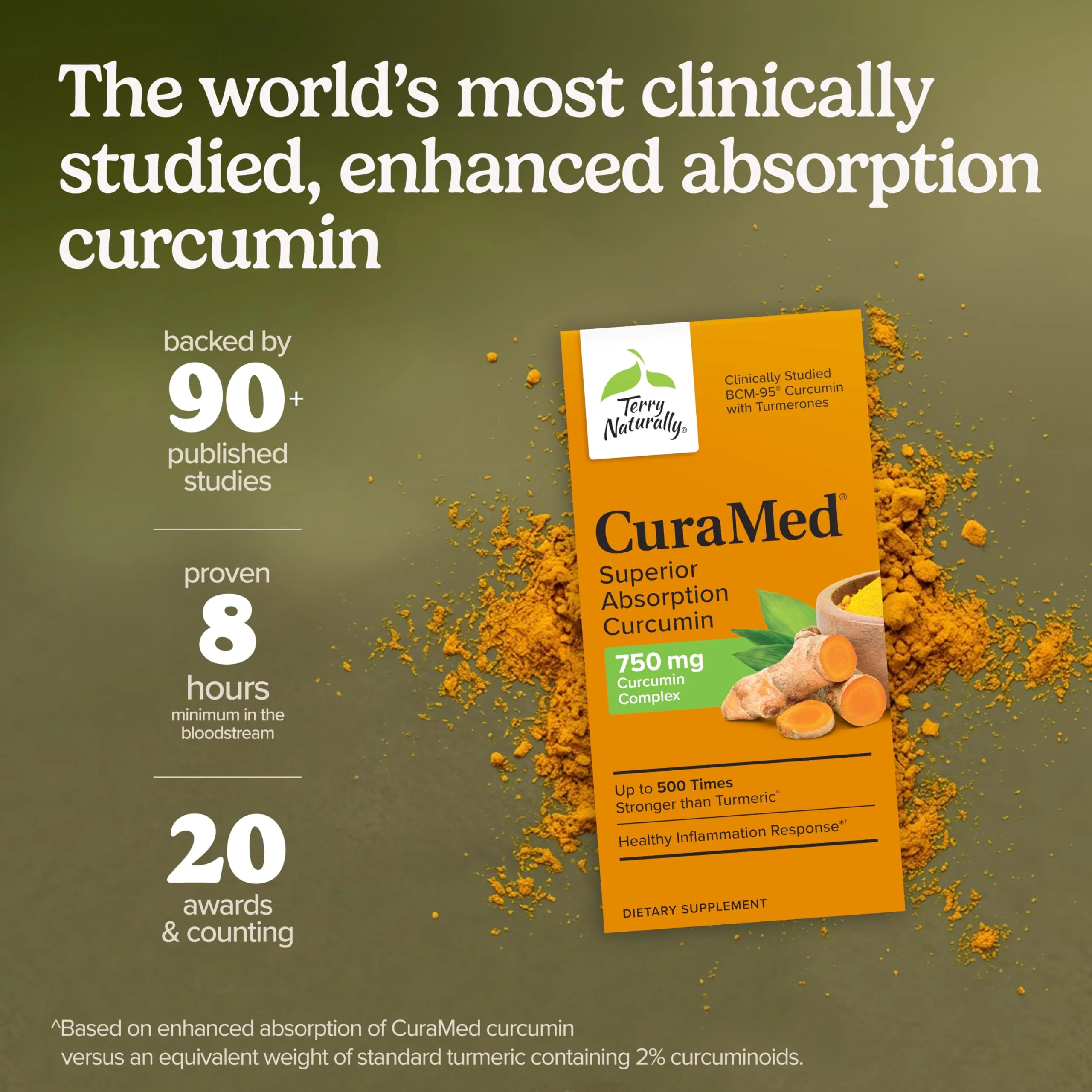 Terry Naturally CuraMed 750mg-Antioxidant Supplement for Brain & Heart Health Support-Dietary Supplement with High-Potency Curcumin Complex-Kidney,Liver&Immune Health Support -30 Softgels(Pack of 1) - Image 3