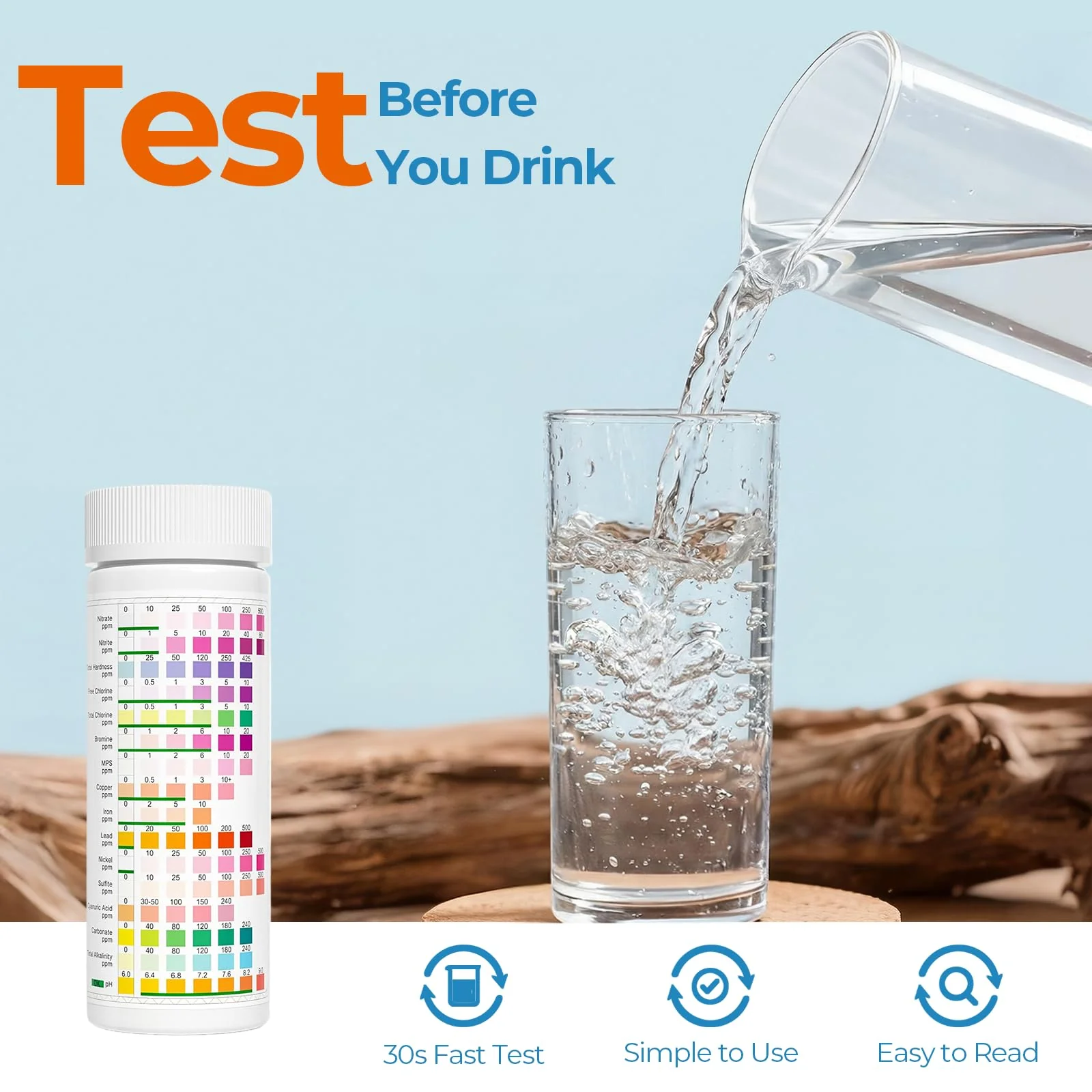 TESPERT Drinking Water Test Strips 125ct 16 in 1 – 30s Quick Screening for Hardness, pH, Iron, Nitrite, Copper, Chlorine, Nitrite, Carbonate,Lead, Alkalinity...Well, Tap, Home, City Water Testing - Image 2