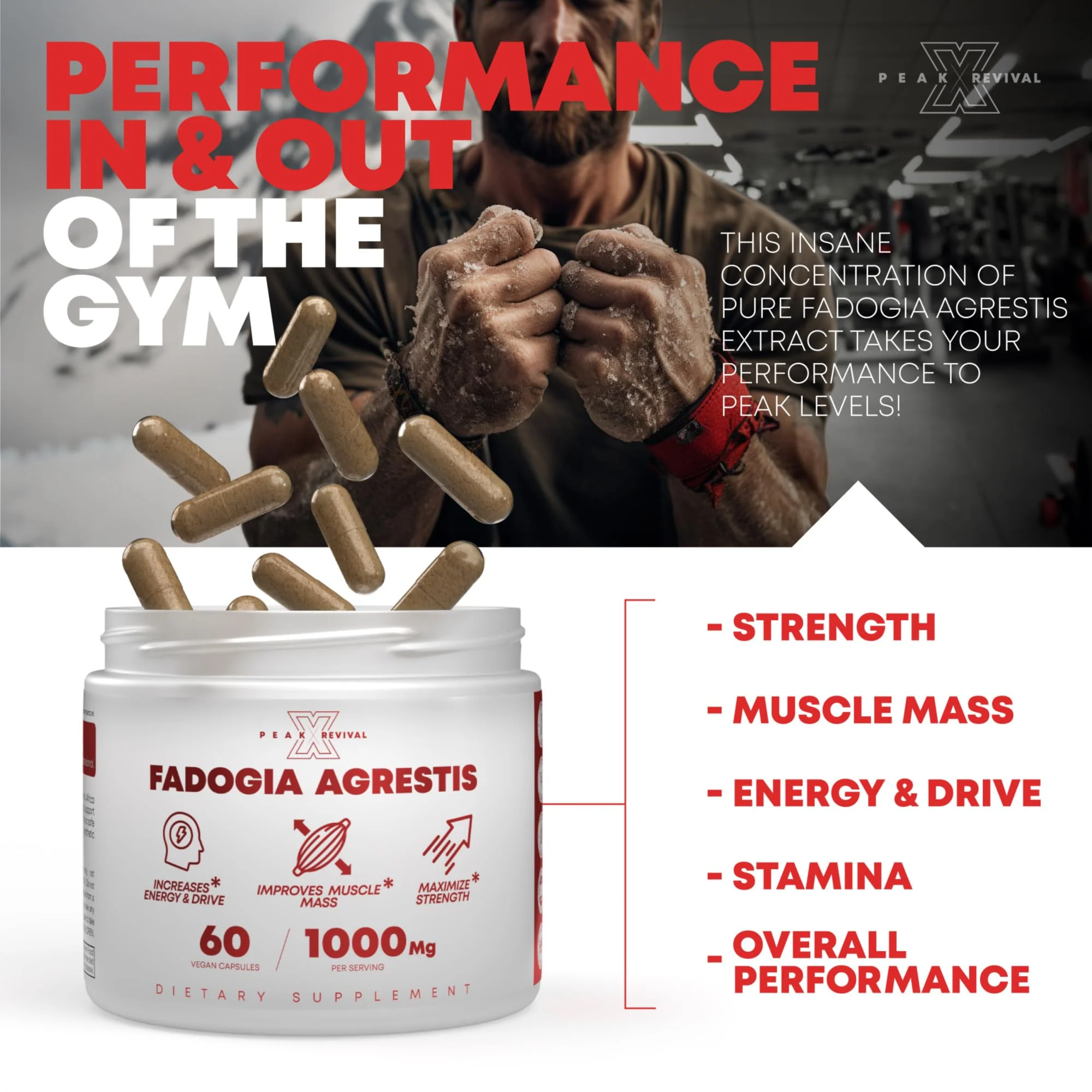 Testosterone Booster for Men with Fadogia Agrestis 1000mg Per Serving - Improve Natural Testosterone production, Increase Energy and Muscle Growth - Workout Supplement USA Made (60 Capsules) - Image 4