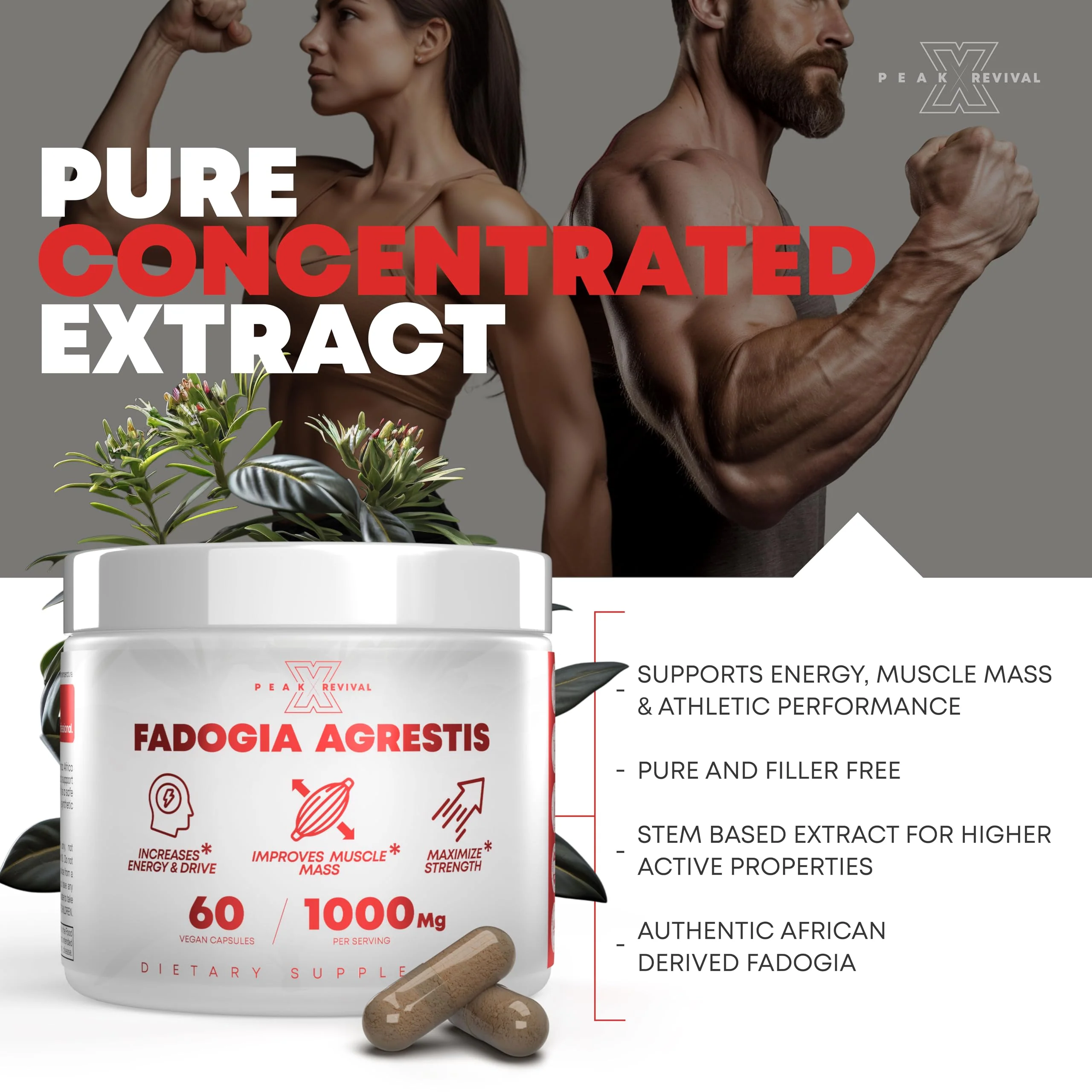 Testosterone Booster for Men with Fadogia Agrestis 1000mg Per Serving - Improve Natural Testosterone production, Increase Energy and Muscle Growth - Workout Supplement USA Made (60 Capsules) - Image 5