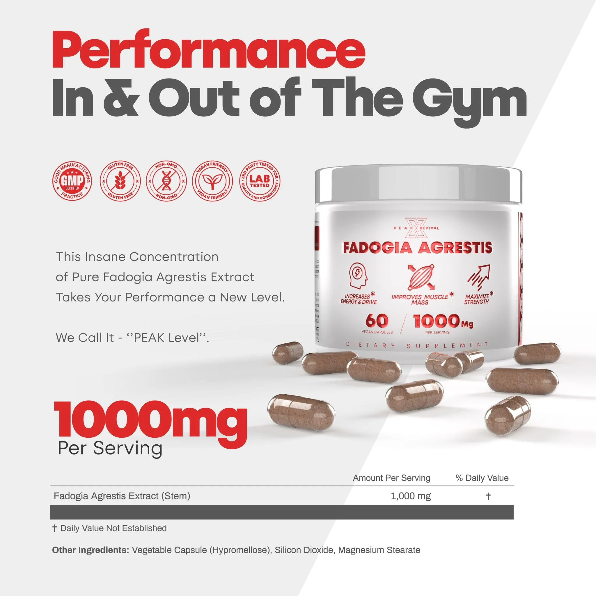 Testosterone Booster for Men with Fadogia Agrestis 1000mg Per Serving - Improve Natural Testosterone production, Increase Energy and Muscle Growth - Workout Supplement USA Made (60 Capsules) - Image 8