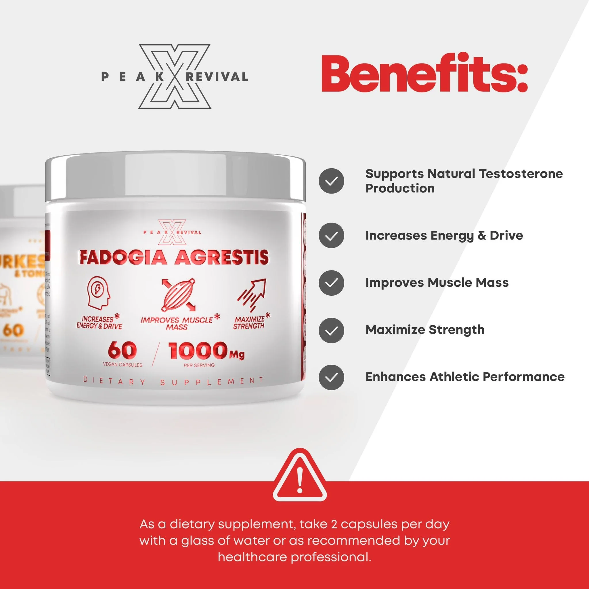 Testosterone Booster for Men with Fadogia Agrestis 1000mg Per Serving - Improve Natural Testosterone production, Increase Energy and Muscle Growth - Workout Supplement USA Made (60 Capsules) - Image 9