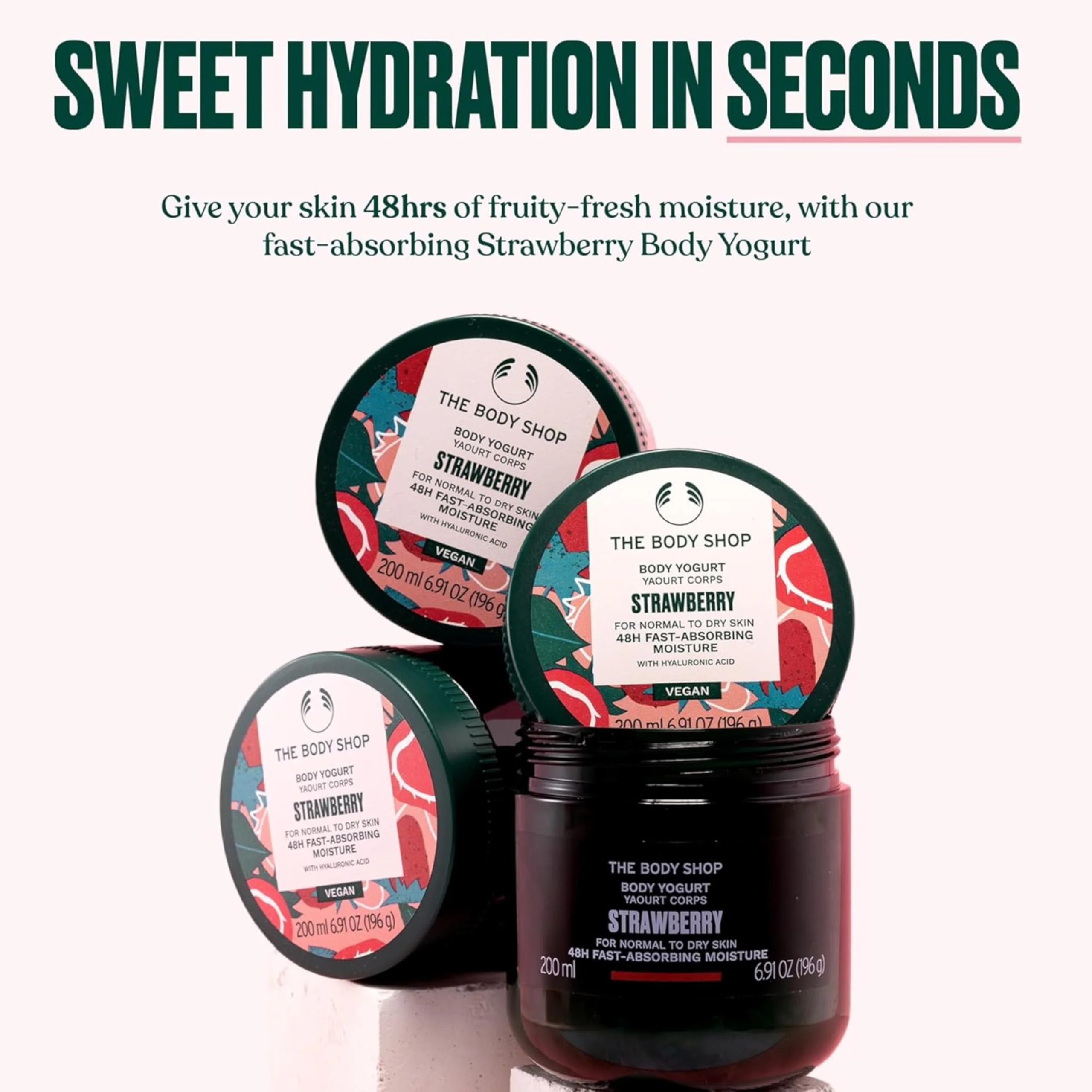 The Body Shop Strawberry Body Yogurt, 48hr Moisturizer, 100% Vegan, 6.91 Fl.Oz - Image 4