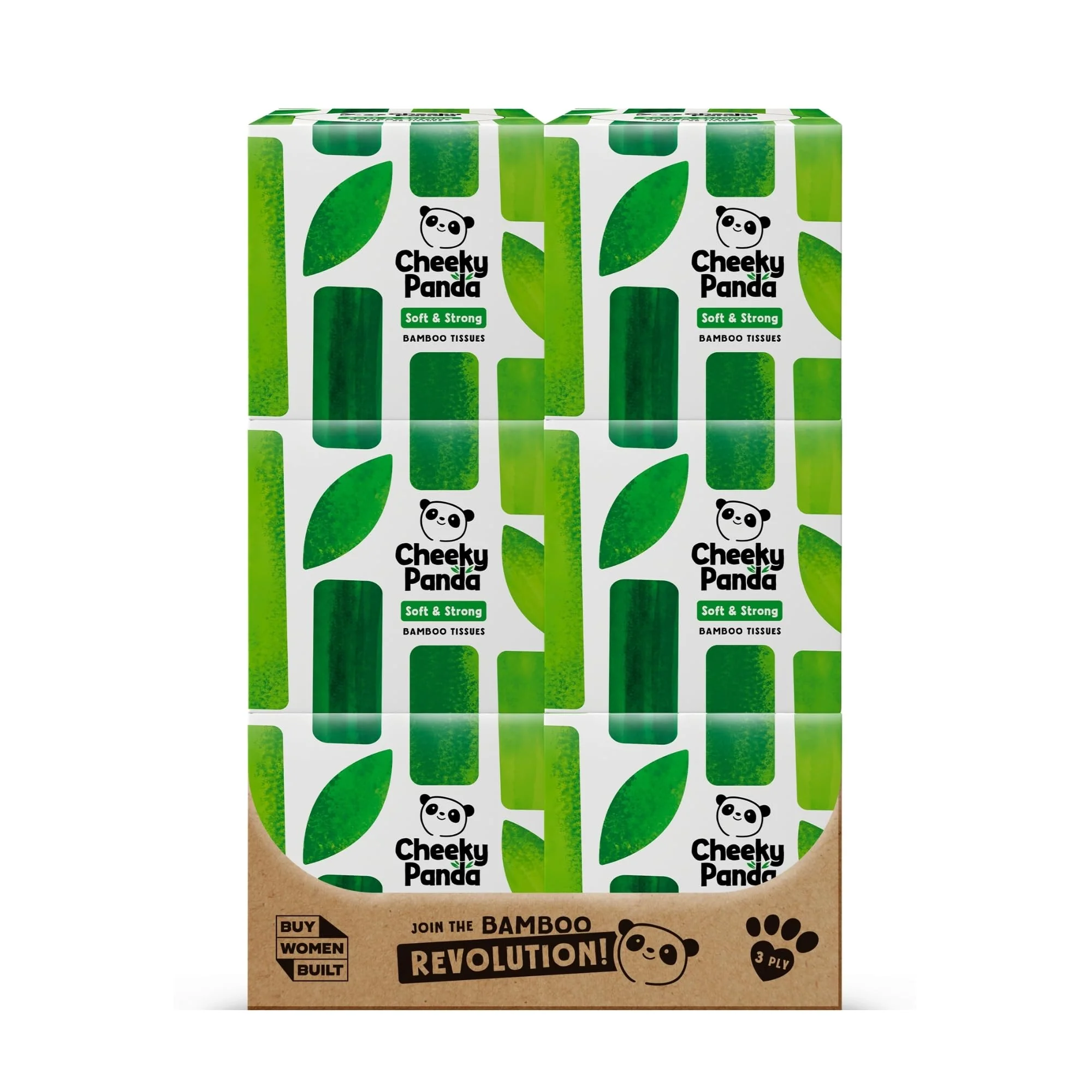 The Cheeky Panda Bamboo Facial Tissues Boxes | 12 x Tissue Boxes | Soft 3 Ply Bamboo Tissue Paper Bulk | Sustainable Tissues Cube Box