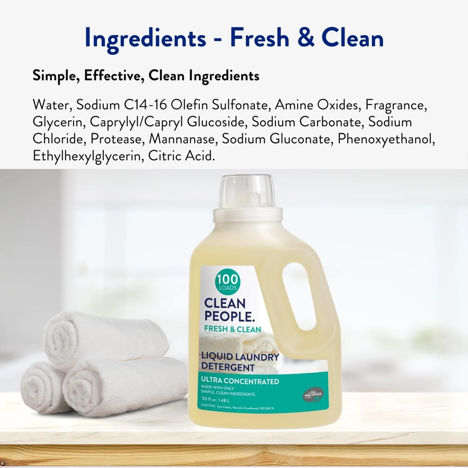 The Clean People Liquid Laundry Detergent - Recyclable Packaging, Stain Fighting - Ultra Concentrated, Laundry Soap - Fresh Scent, 50 fl oz - Image 6