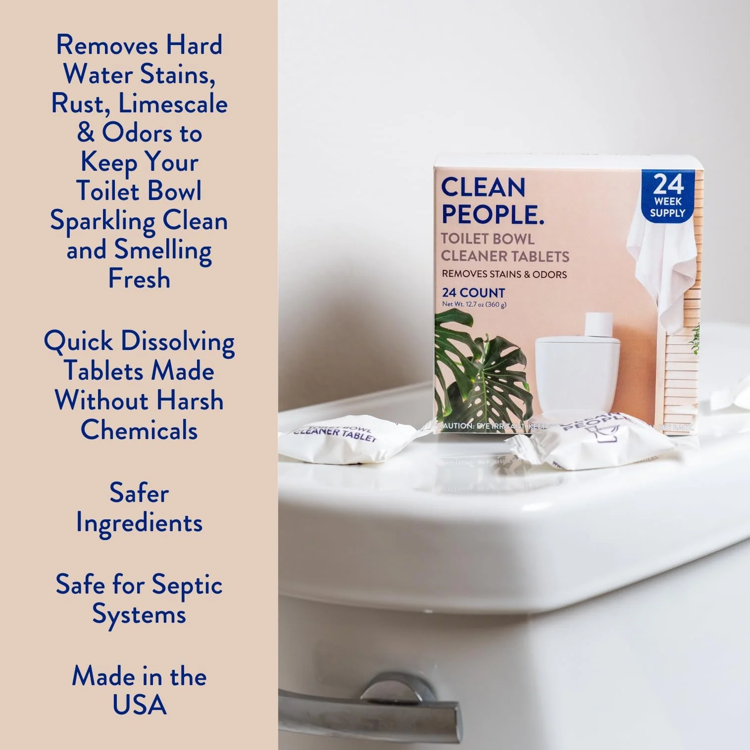 THE CLEAN PEOPLE Toilet Bowl Cleaner | Eco Friendly Toilet Bowl Cleaner Tablets for Removing Hard Water Stains, Rust, and Limescale Buildup (24 Count) - Image 6