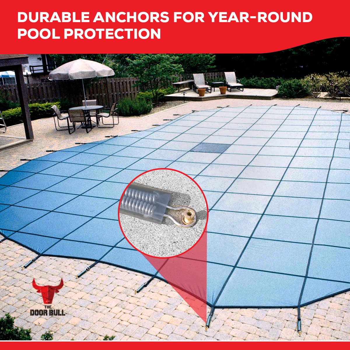 The Door Bull Brass Pool Cover Anchors for Concrete & Pavers Deck, Universal Size Fits 3/4" Hole, Ideal for Inground Pool Safety Covers, Durable & Easy to Install (5 Pack) - Image 2