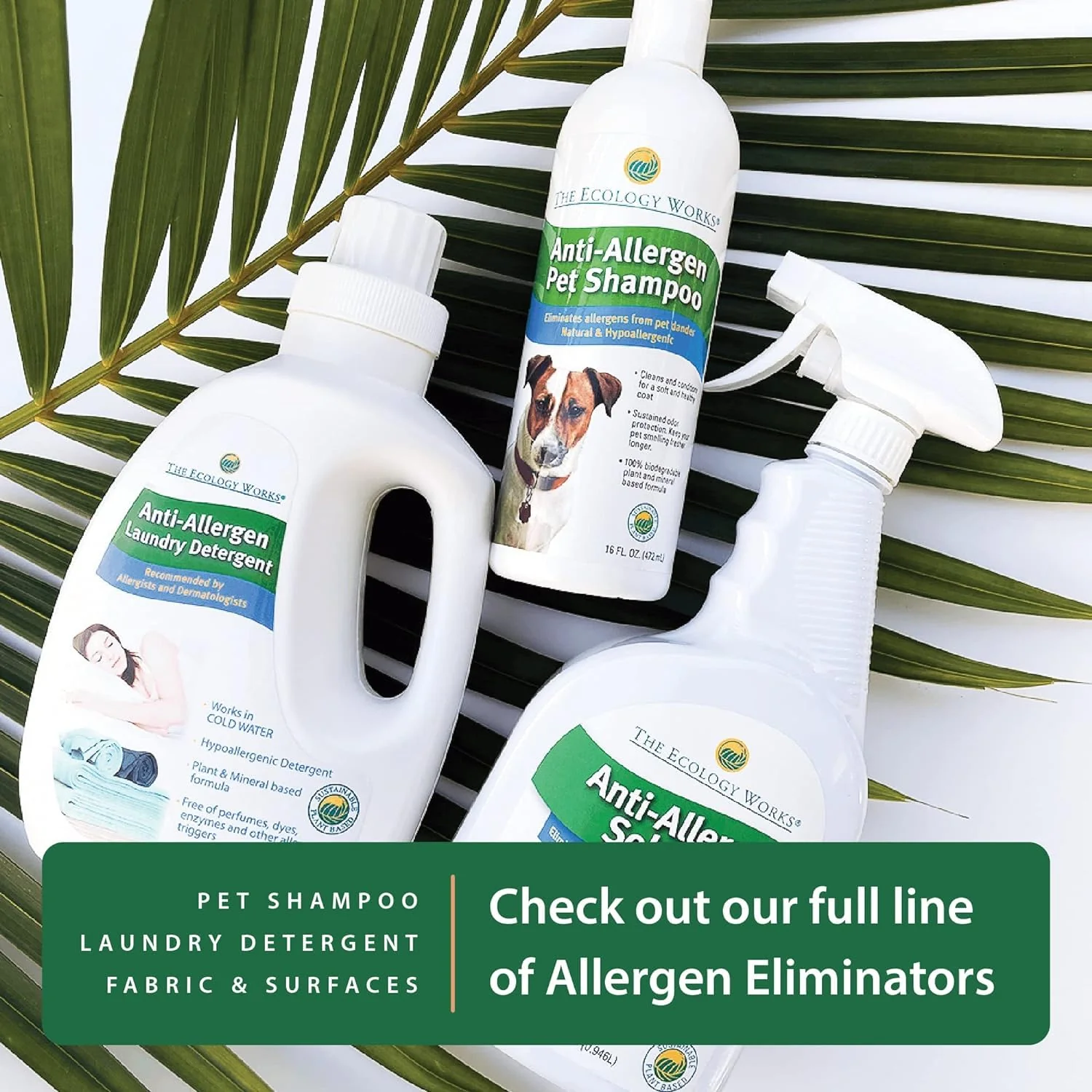 The Ecology Works Solution - Plant-Based Dog & Cat Dander Remover Spray and Dust Mite Waste Reducer for Relief from Allergies - For Cleaning Home, Bedding, & Furniture Naturally - Image 3
