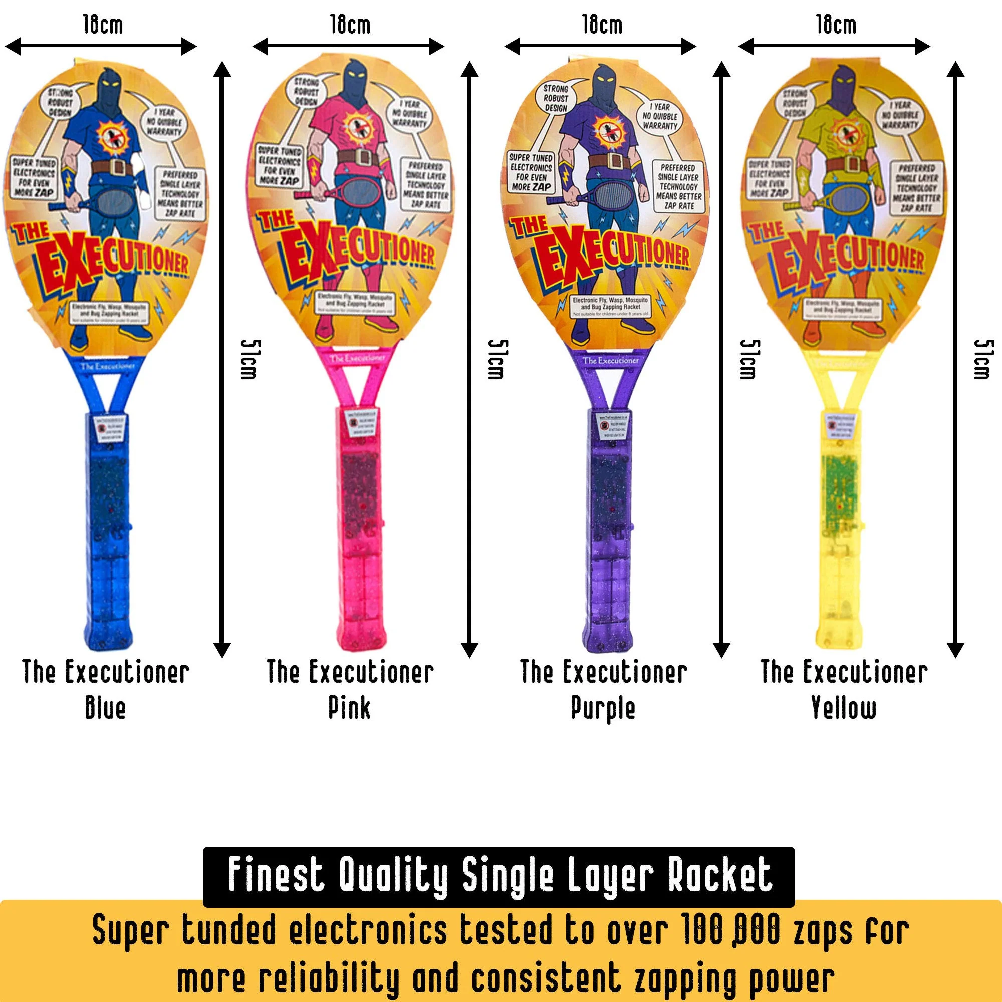 The Executioner Fly Zapper Mosquito, Wasp, Bug, Insect Killer Swatter Electric Fly Zapper Racket Single Layer for Efficient Zapping Indoor Outdoor (Blue)