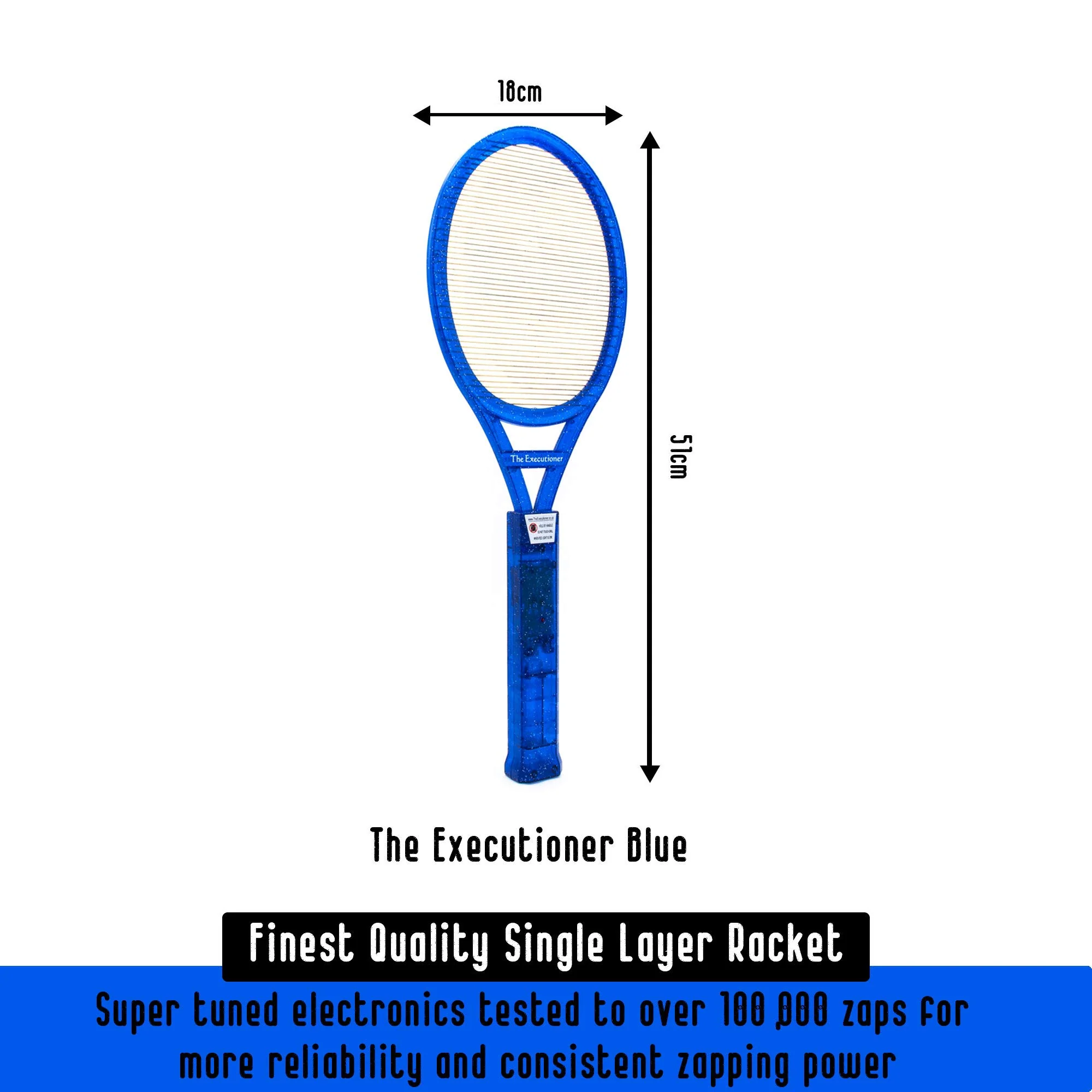 The Executioner Fly Zapper Mosquito, Wasp, Bug, Insect Killer Swatter Electric Fly Zapper Racket Single Layer for Efficient Zapping Indoor Outdoor (Blue) - Image 5