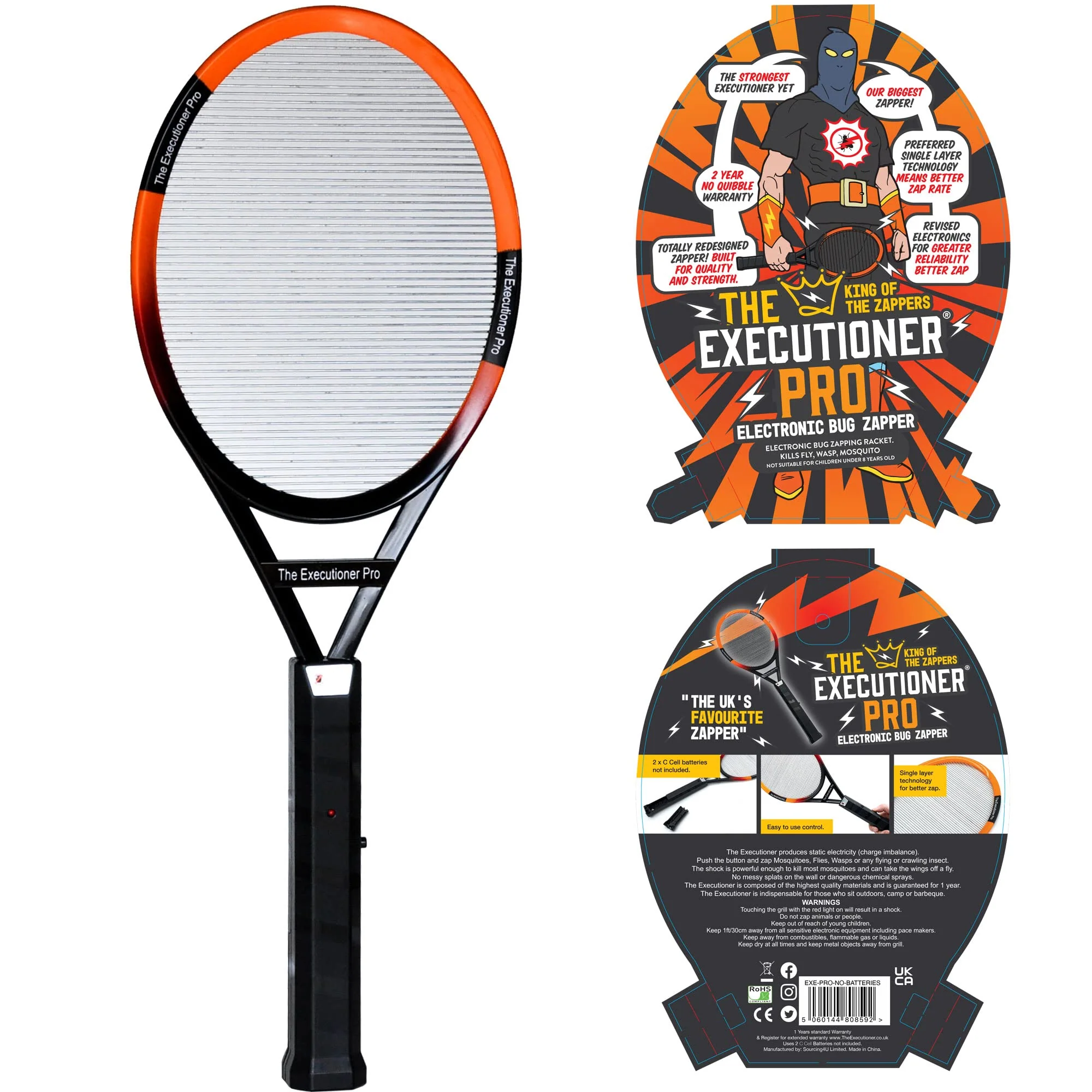 The Executioner Pro Fly Killer Mosquito Swatter Racket Wasp Bug Zapper Indoor Outdoor Over 55cm Long - Image 6