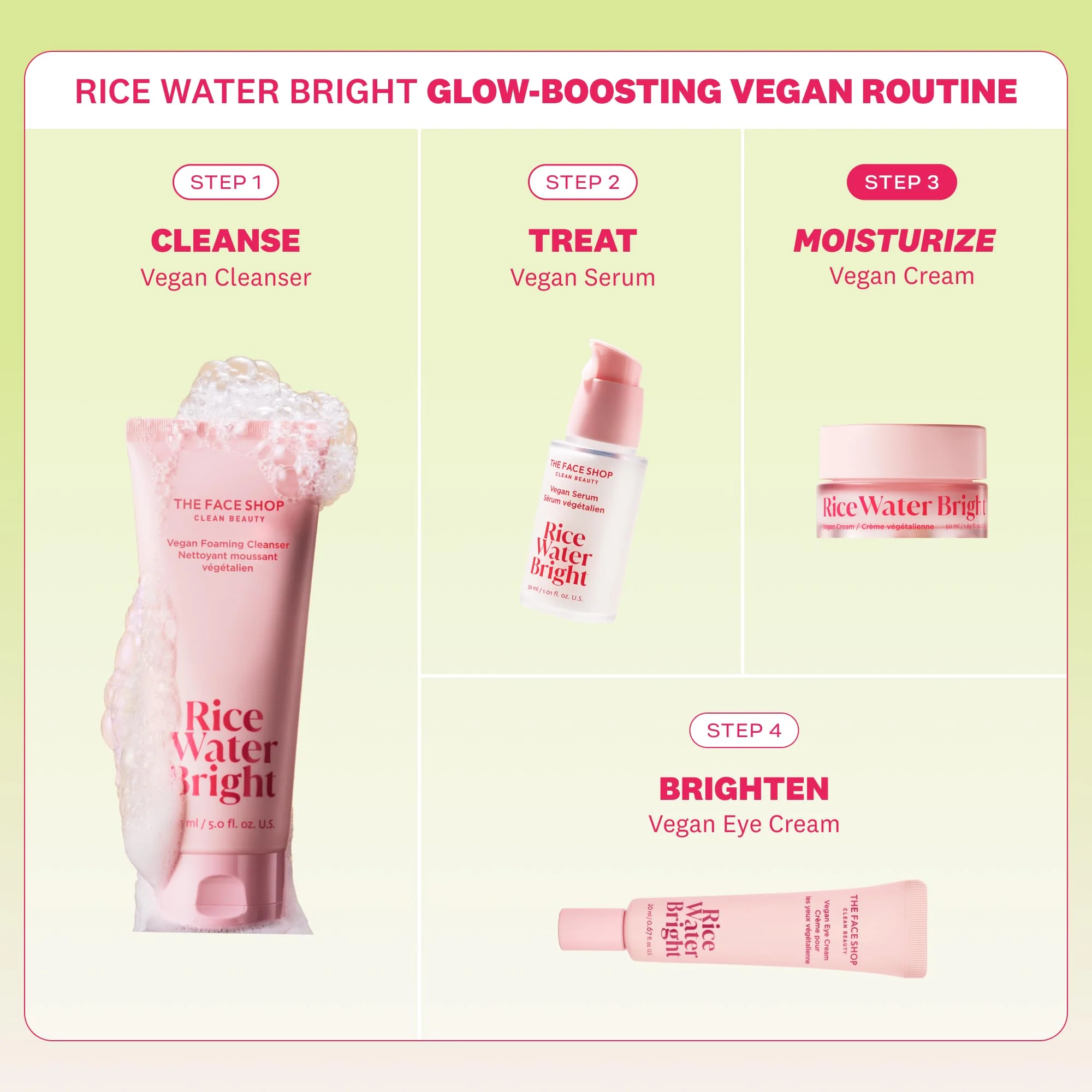 The Face Shop Rice Water Bright Vegan Cream - Instant Moisturization Quick-Absorbing Formula - Vegan, Brightening - Rice Water, Niacinamide, Hyaluronic Acid - Moisturizer Face Cream - Korean Skin Care - Image 4