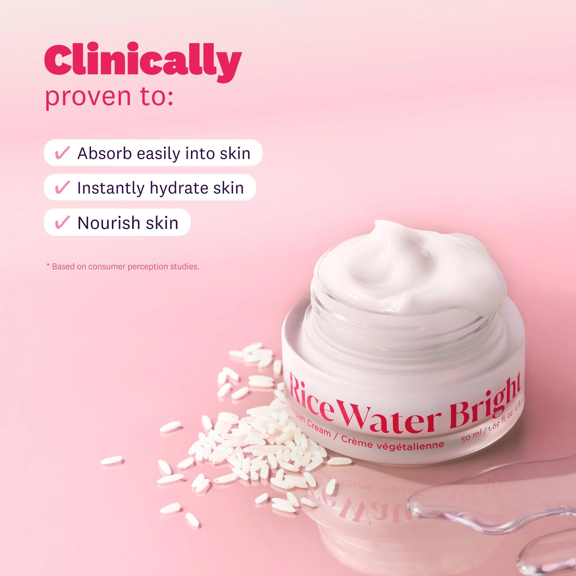 The Face Shop Rice Water Bright Vegan Cream - Instant Moisturization Quick-Absorbing Formula - Vegan, Brightening - Rice Water, Niacinamide, Hyaluronic Acid - Moisturizer Face Cream - Korean Skin Care - Image 8
