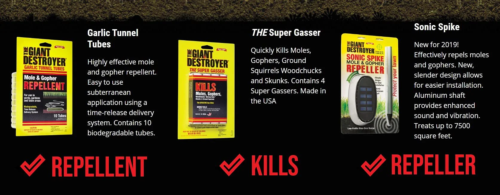 The Giant Destroyer (Gas Killer) (1Pack of 4 Tubes) Kills Moles, Gophers, Woodchucks, Norway Rats, Skunks, Ground Squirrels in Their Holes, Tunnels, Burrows. NO Dealing w/Dead pest, Better Than Traps - Image 3