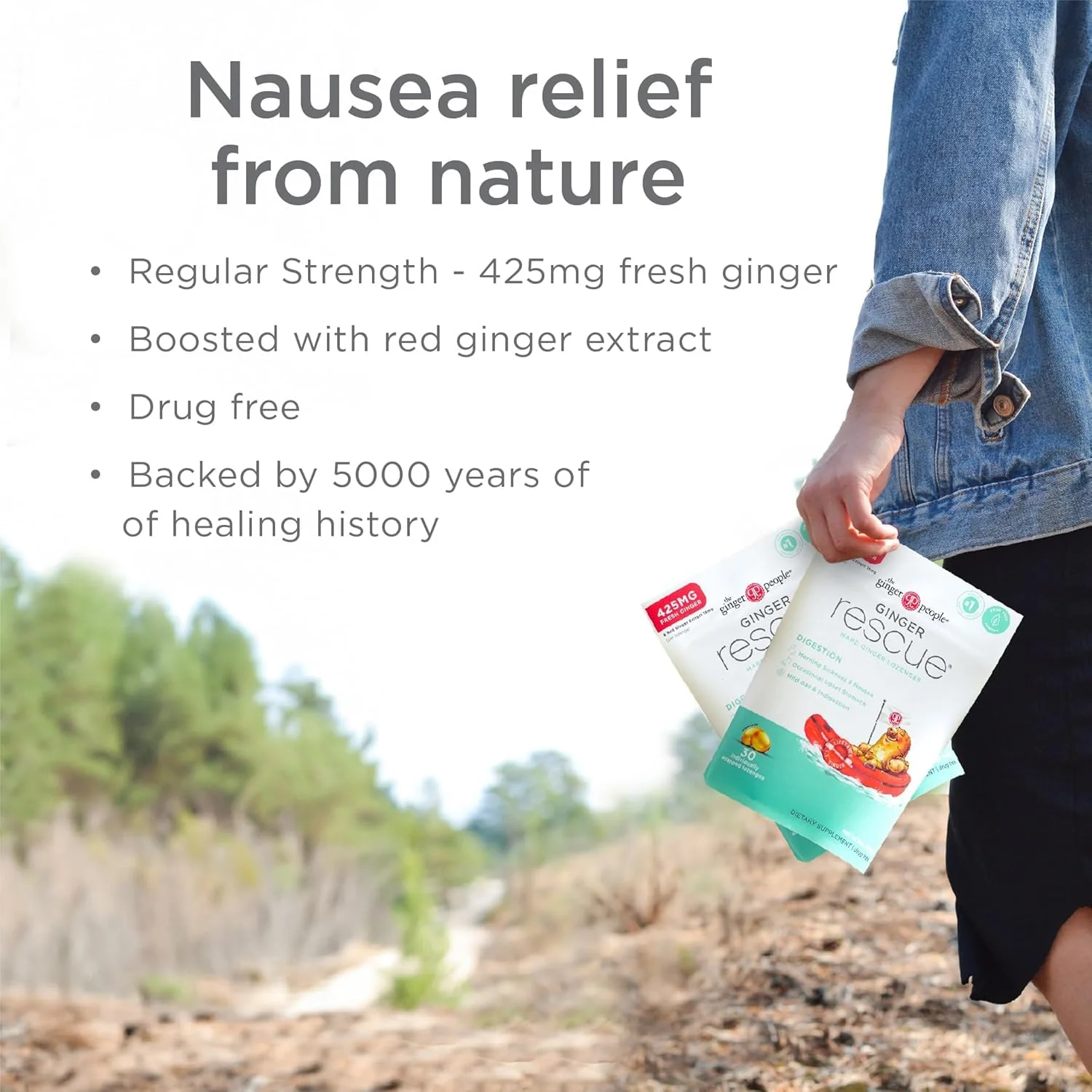 The Ginger People Ginger Rescue Digestive Wellness Lozenges (Hard) | Regular Strength - 425mg | Morning Sickness, Nausea, Upset Stomach, Mild Gas & Indigestion, 30 Count (Pack of 2) - Image 5