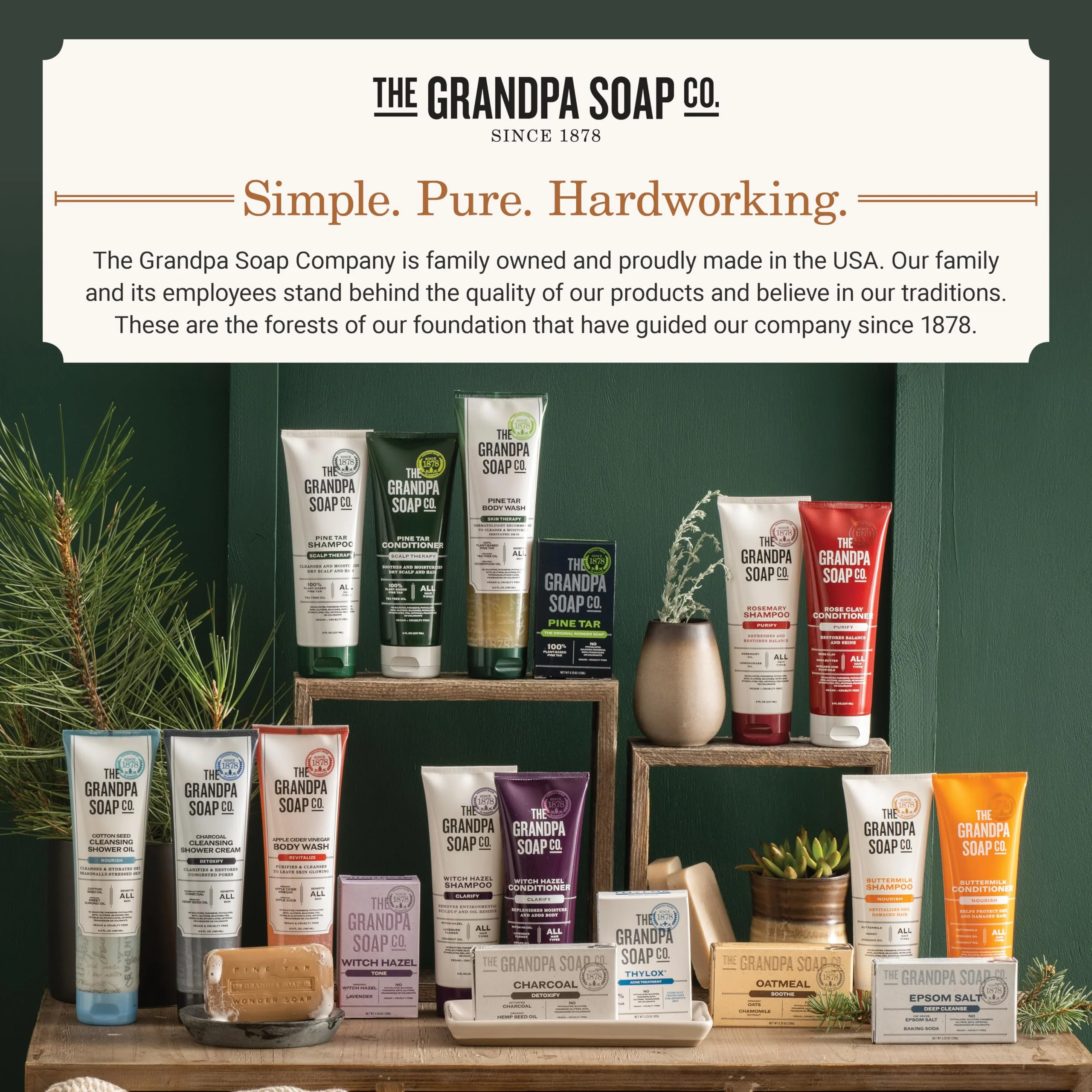 The Grandpa Soap Company Pine Tar Body Wash - Dermatologist Recommended to Cleanse & Moisturize Irritated Skin, Deodorizing Power, With Pine Tar & Tea Tree Oil, 9.5 Fl Oz 2 Pack - Image 2