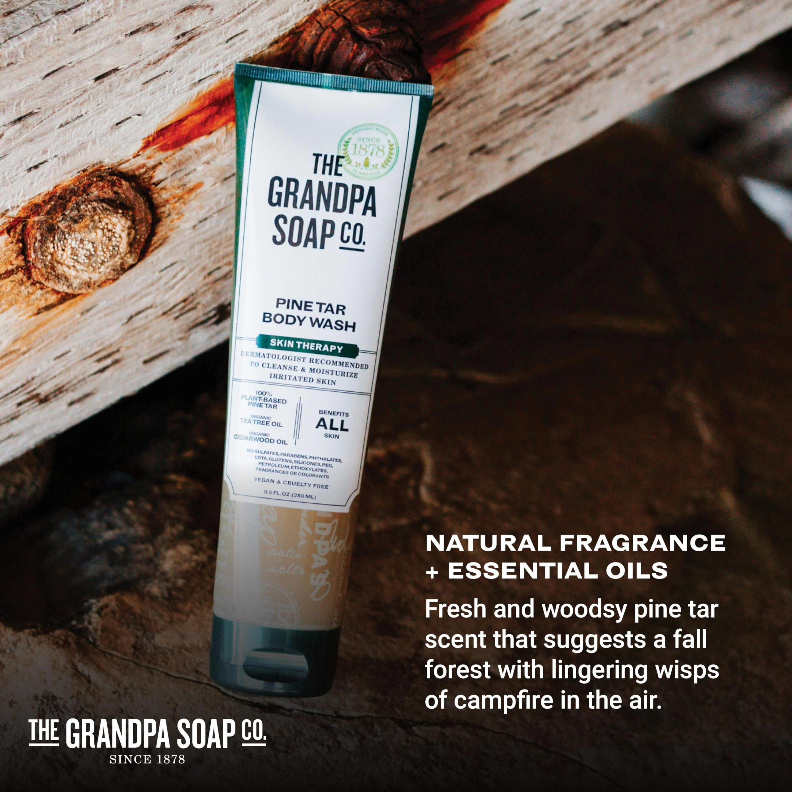 The Grandpa Soap Company Pine Tar Body Wash - Dermatologist Recommended to Cleanse & Moisturize Irritated Skin, Deodorizing Power, With Pine Tar & Tea Tree Oil, 9.5 Fl Oz 2 Pack - Image 4