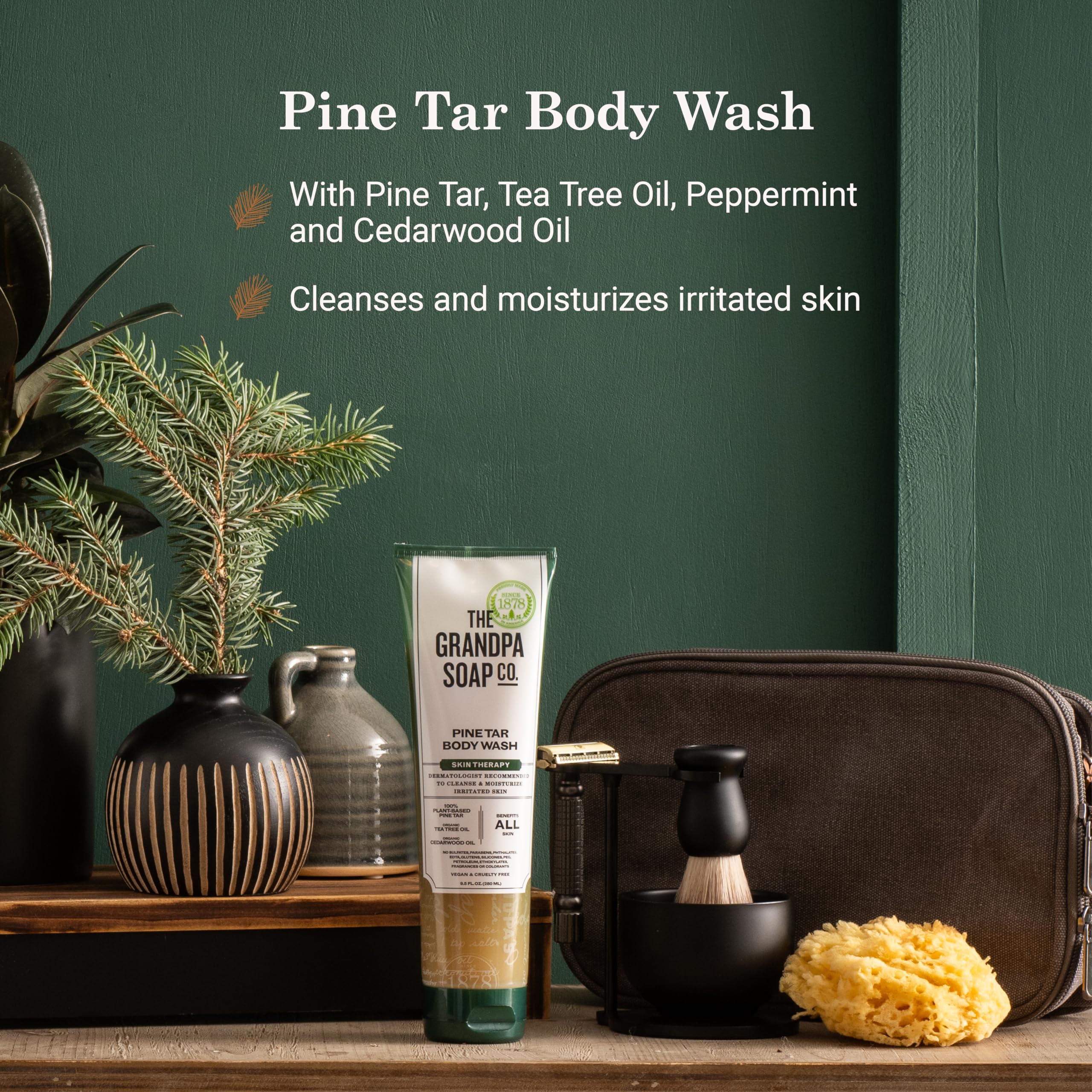 The Grandpa Soap Company Pine Tar Body Wash - Dermatologist Recommended to Cleanse & Moisturize Irritated Skin, Deodorizing Power, With Pine Tar & Tea Tree Oil, 9.5 Fl Oz 2 Pack - Image 6
