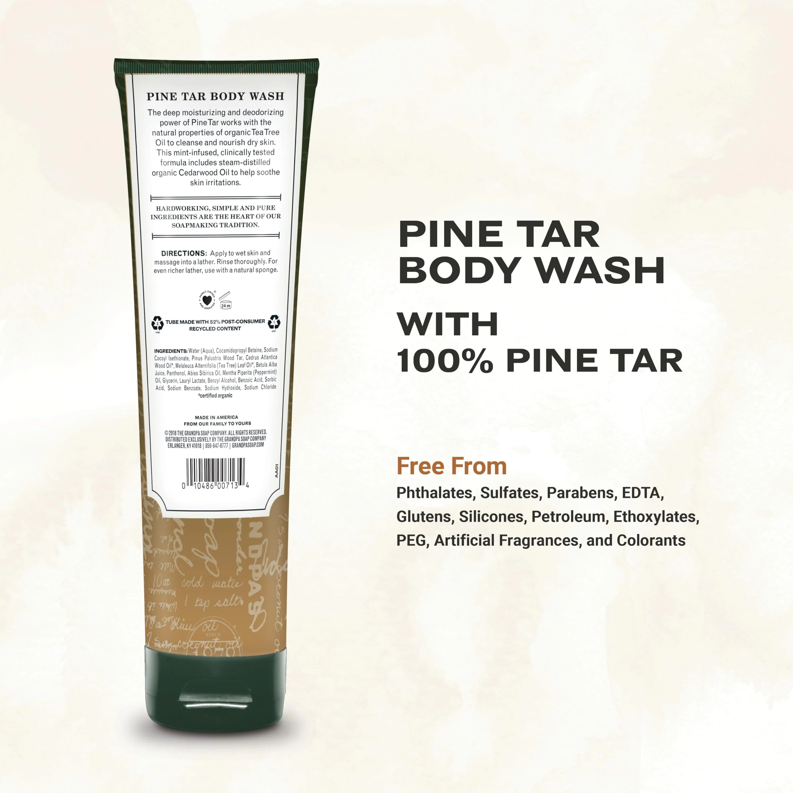 The Grandpa Soap Company Pine Tar Body Wash - Dermatologist Recommended to Cleanse & Moisturize Irritated Skin, Deodorizing Power, With Pine Tar & Tea Tree Oil, 9.5 Fl Oz 2 Pack - Image 7