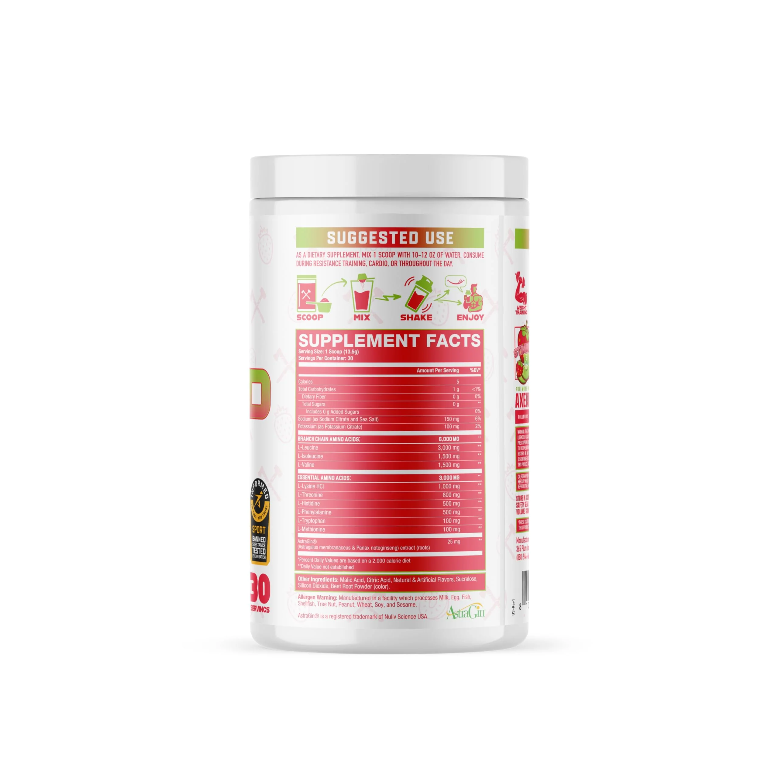 The Grind Essential Amino Acids, Branched Chain Amino Acids, 30 Servings (Strawberry Kiwi) - Image 3