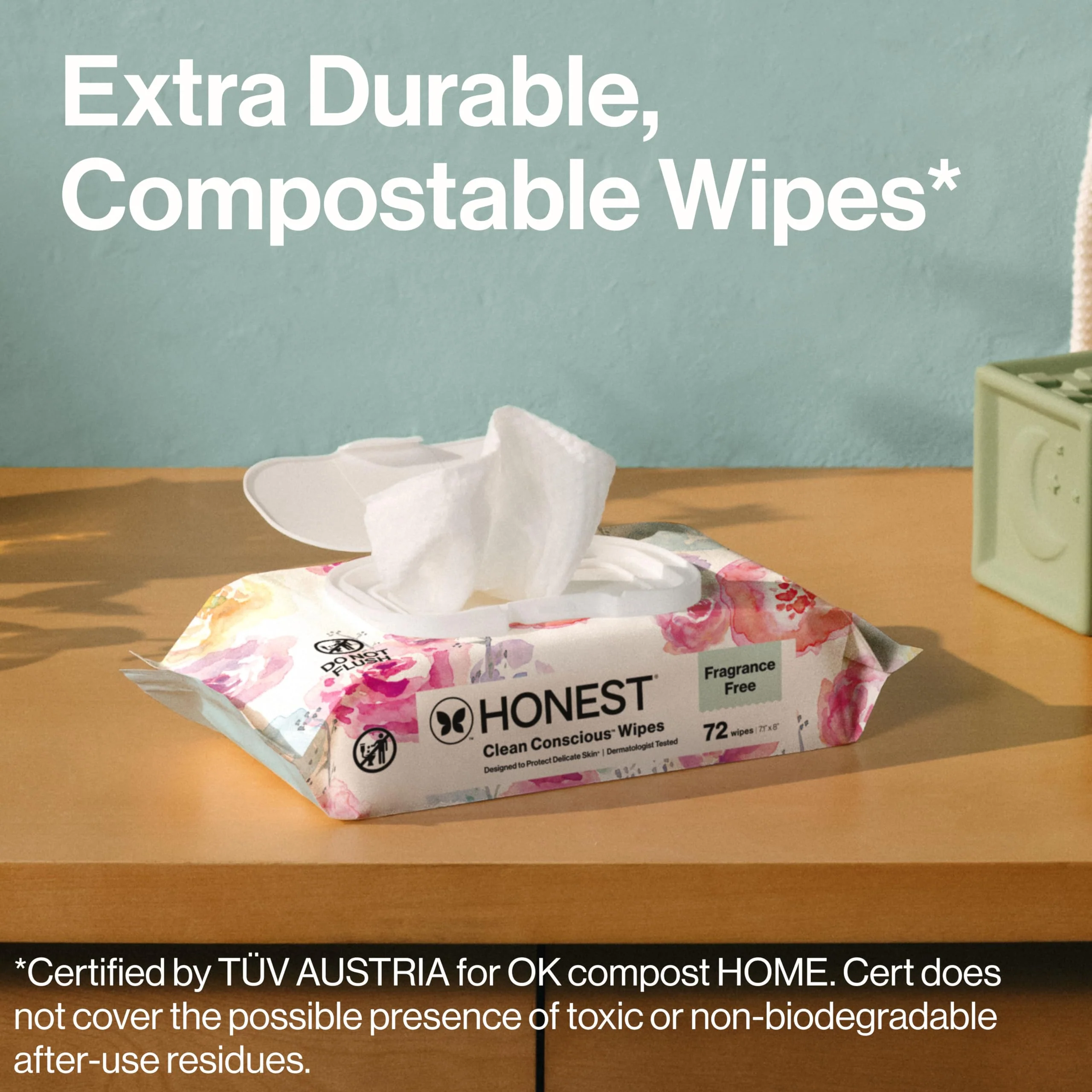 The Honest Company Baby Wipes for Sensitive Skin, Hypoallergenic, Fragrance-Free, Multi-Use, Rose Blossom Design, 576 Count (6 Packs of 96) - Image 5