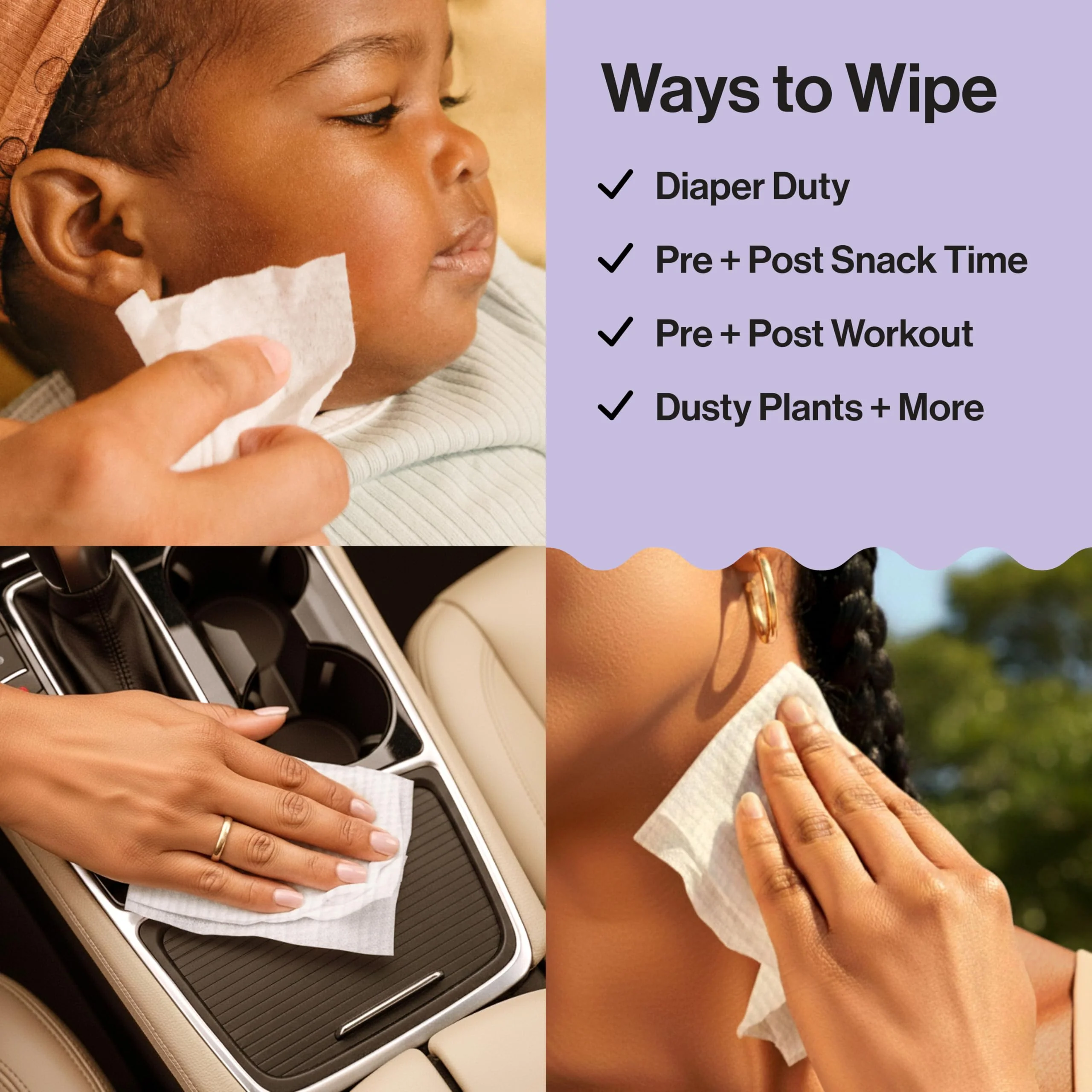 The Honest Company Calm and Cleanse Naturally Scented Wipes, Cleansing, Multi-Tasking, 99% Water Plant Based, Hypoallergenic, Lavender, 240 Count - Image 5
